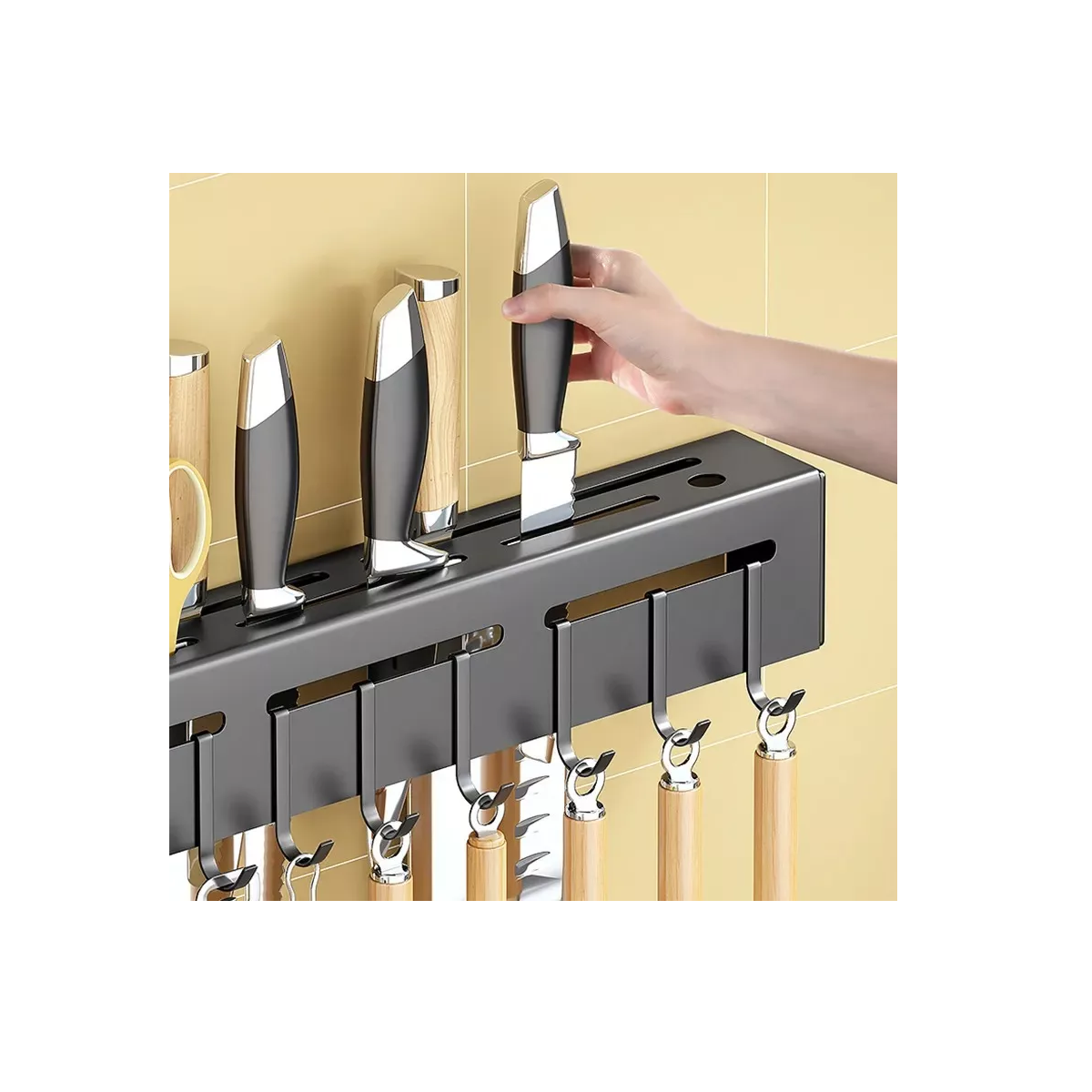 Foto 4 pulgar | Organizador de Pared para Utensilios Eo Safe Imports ESI-11507 Negro 8 Ganchos 60 cm