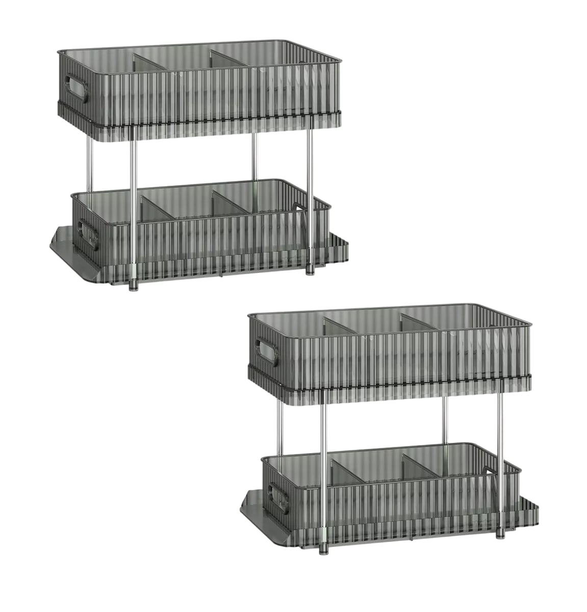 Estante Organizador Deslizante De 2 Pzs Para Cocina/baño Gris $909