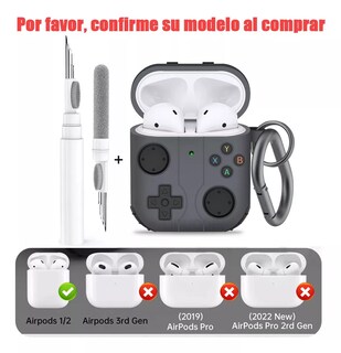 Foto 3 | Fundas Para Airpods 1 2 3/por 2 Case + Limpiador Para Airpods 1/2 Gris