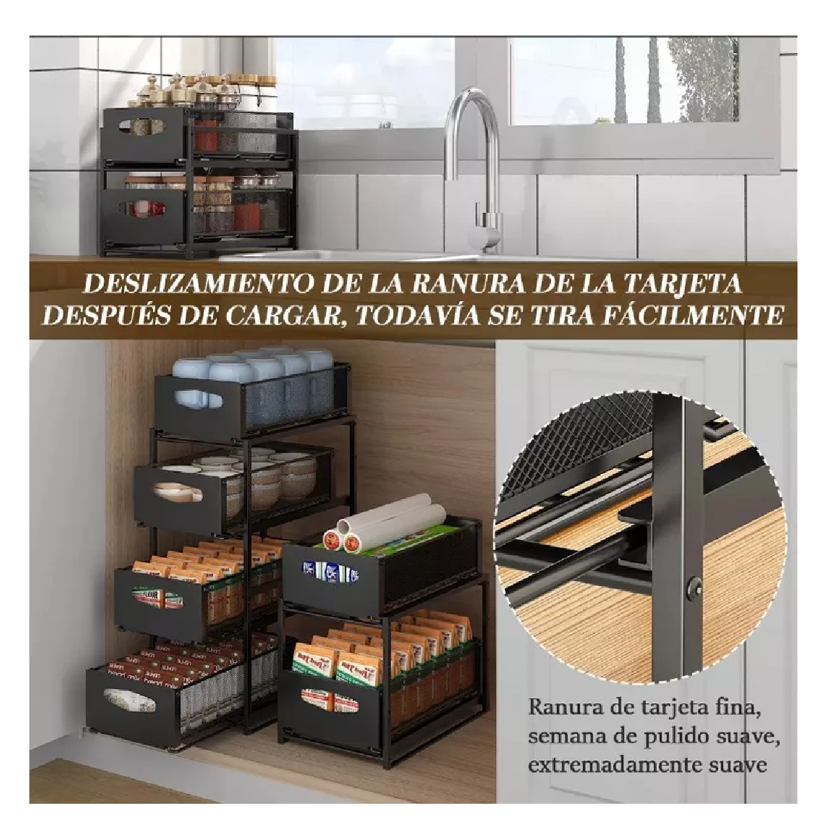 Foto 3 pulgar | Estante Metálica Ajustable Almacenamiento 4 Niveles de Cocina Negro