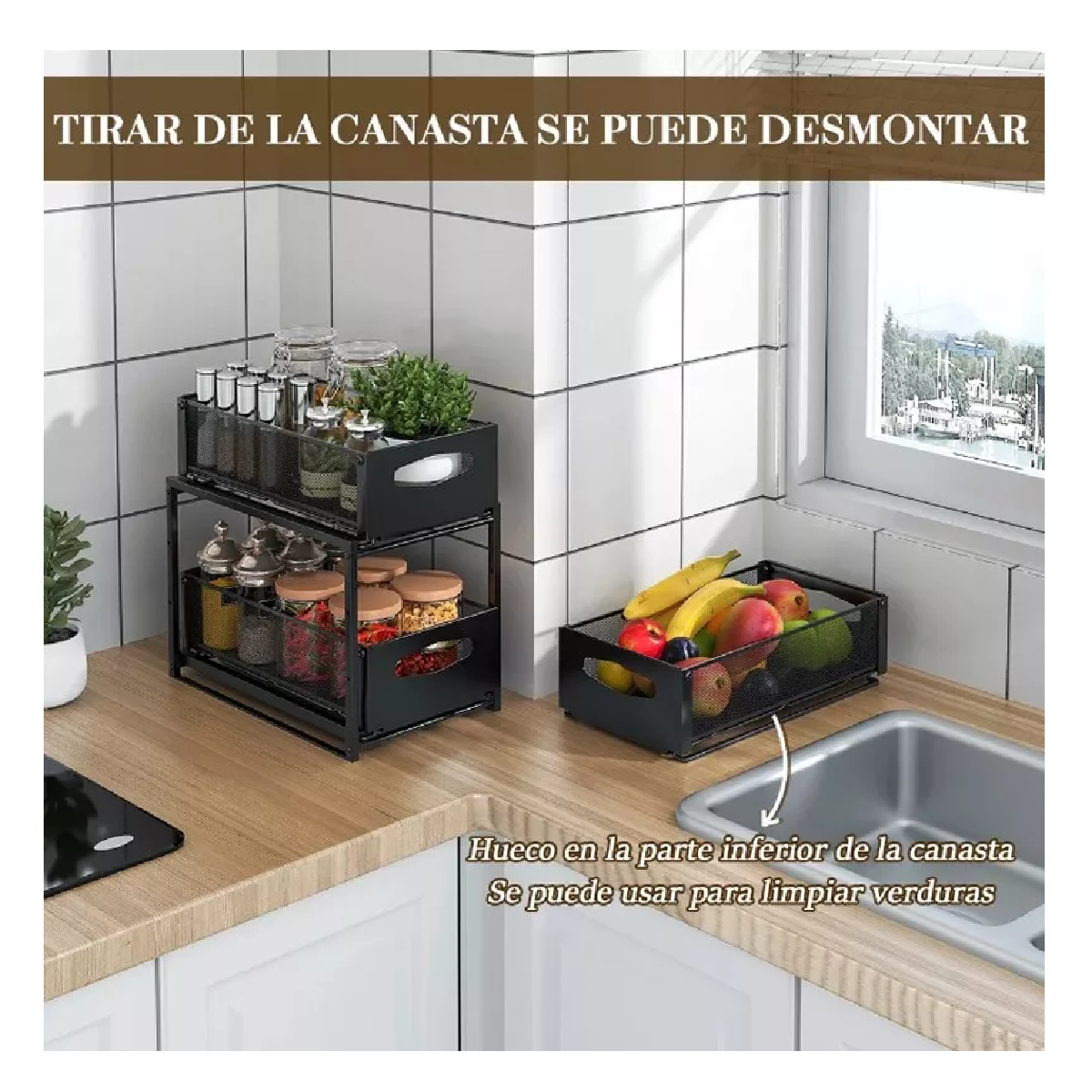 Foto 4 pulgar | Estante Metálica Ajustable Almacenamiento 4 Niveles de Cocina Negro