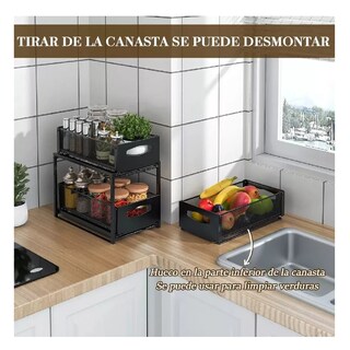 Foto 3 | Estante Metálica Ajustable Almacenamiento 4 Niveles de Cocina Negro