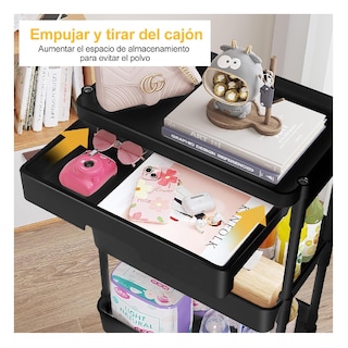 Foto 4 | Carrito Organizador 4 Niveles Multiusos Estantes con Cajón
