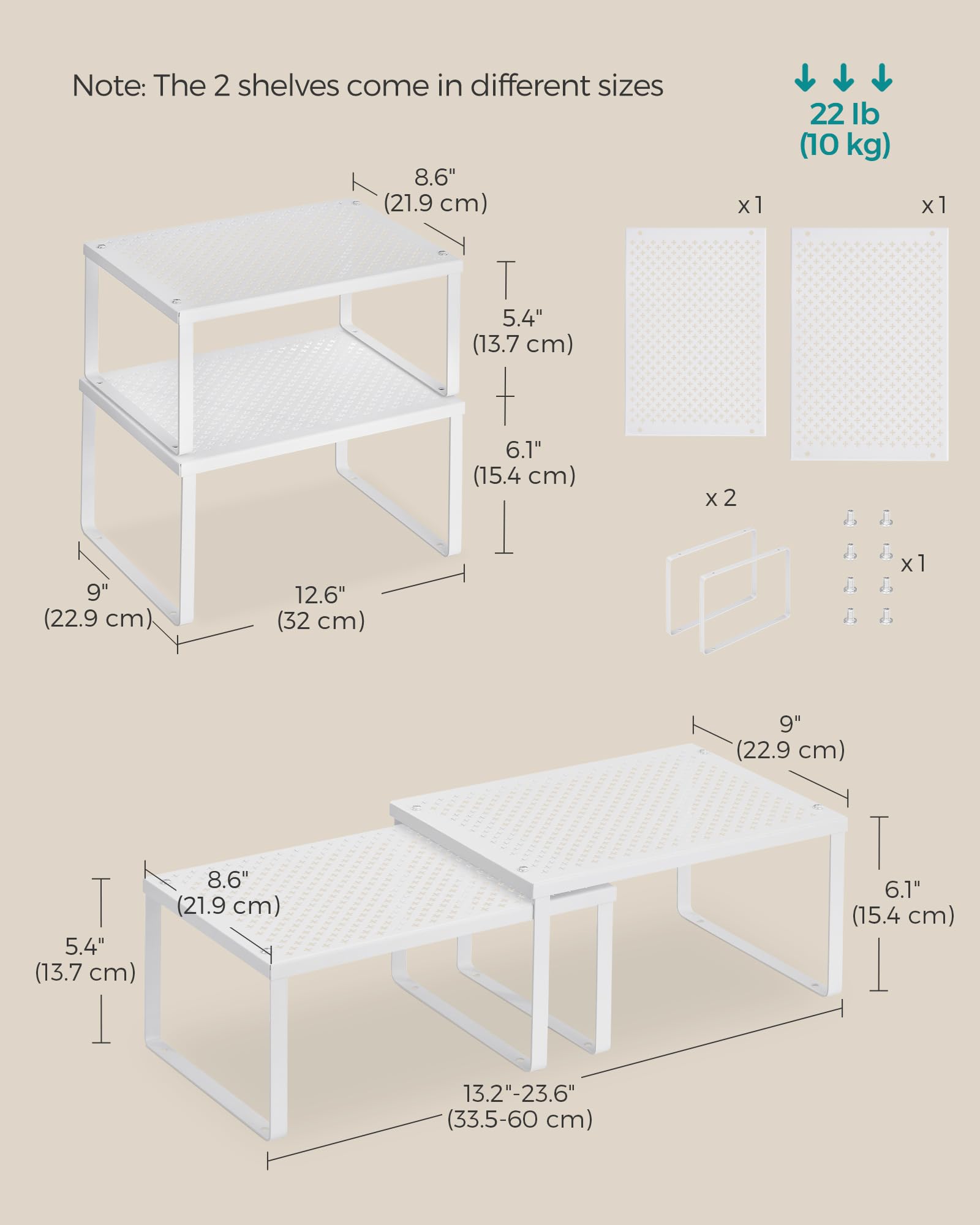 Foto 3 pulgar | Set De 2 Unidades De Metal Spice Rack Songmics Ukcs01wt, Color Blanco