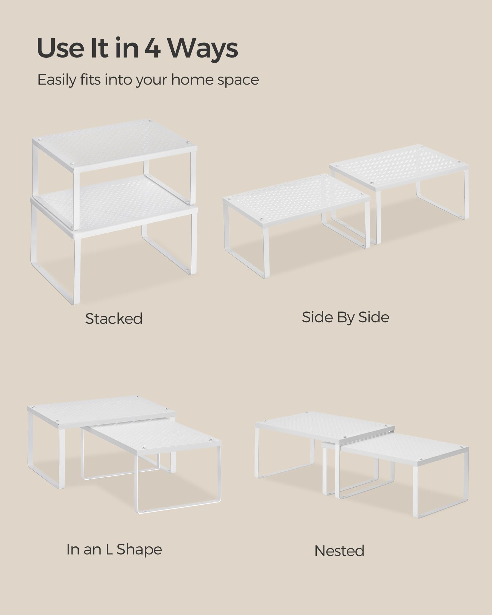 Foto 7 | Set De 2 Unidades De Metal Spice Rack Songmics Ukcs01wt, Color Blanco