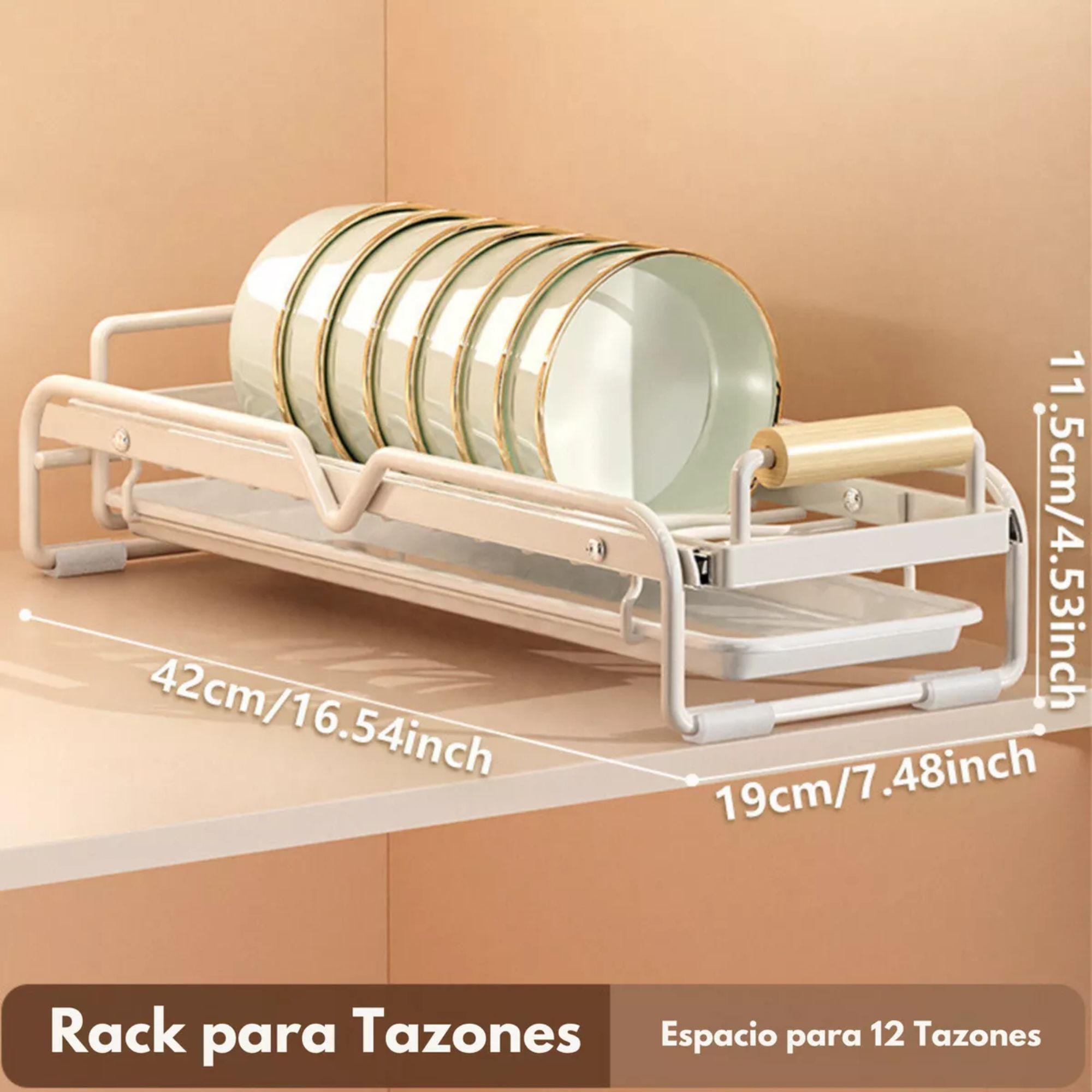 Foto 2 | Estante Organizador Rack Deslizable Escurridor Para Cocina Para Tazones Color Blanco