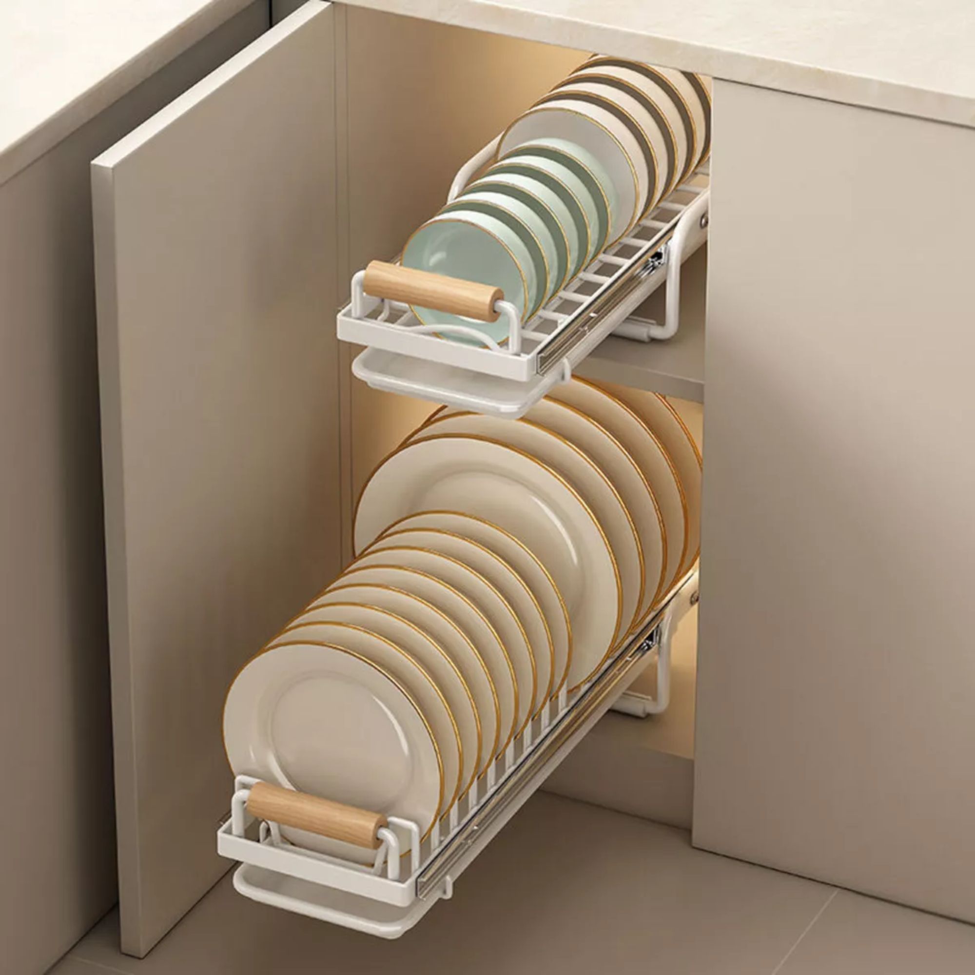 Foto 8 pulgar | Estante Organizador Rack Deslizable Escurridor Para Cocina Para Tazones Color Blanco