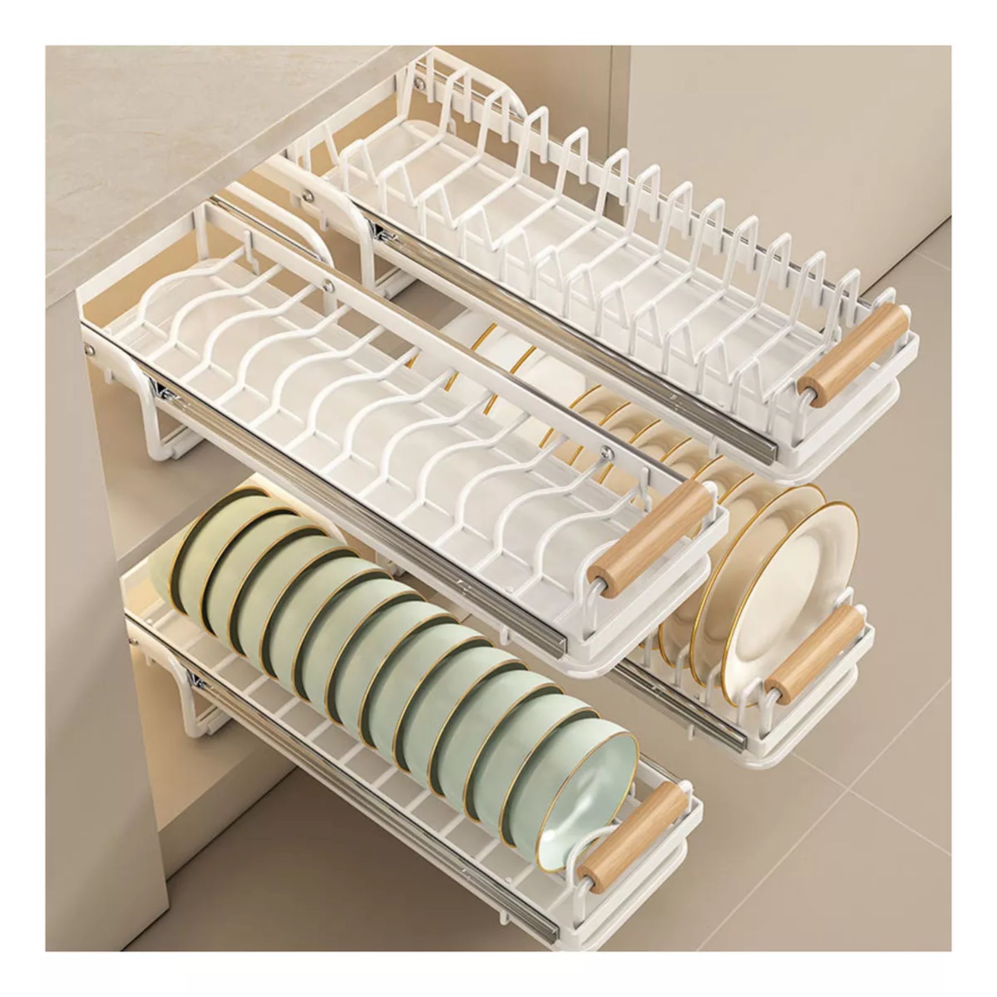 Foto 8 | Estante Organizador Rack Deslizable Escurridor Para Cocina Para Tazones Color Blanco