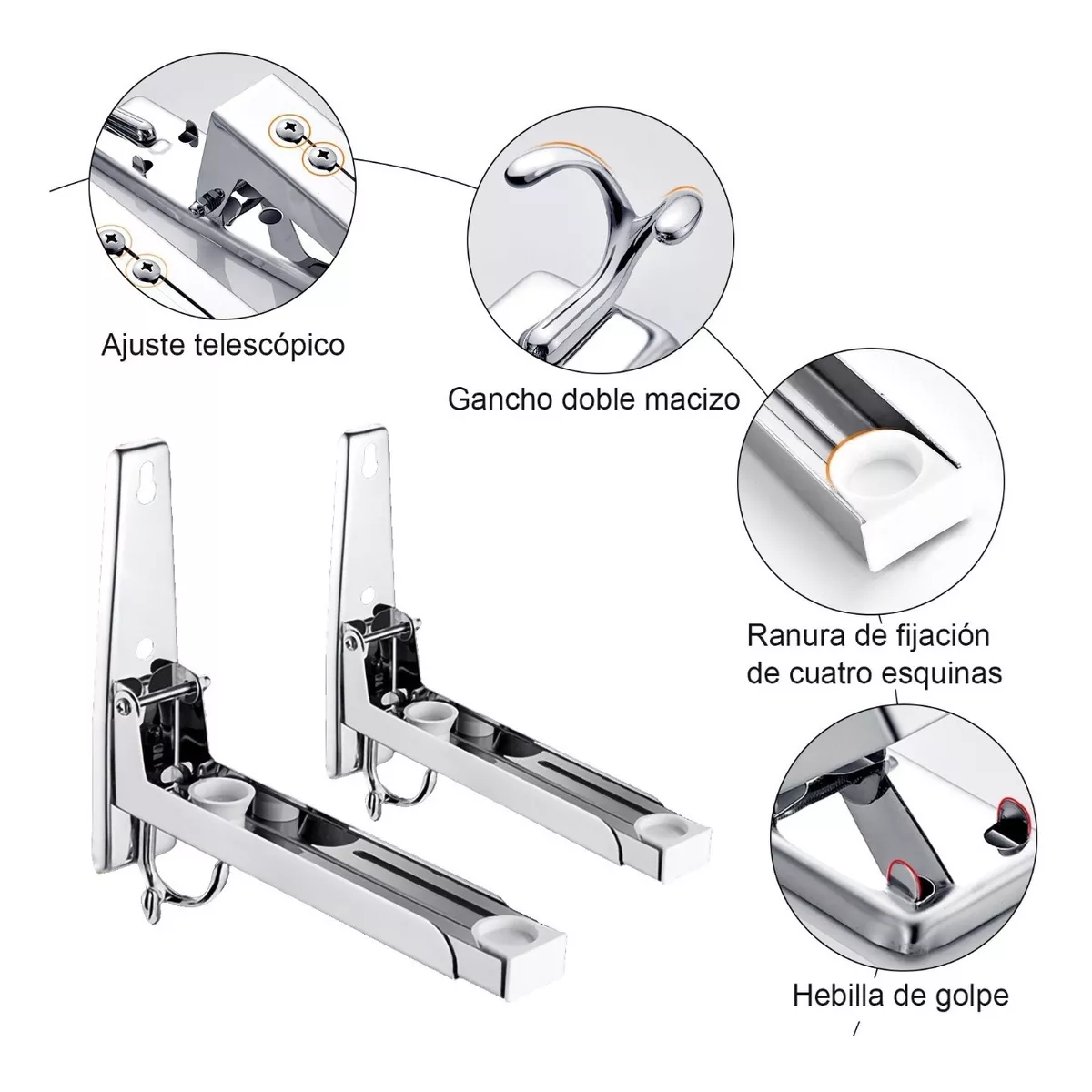 Foto 4 pulgar | Soportes Plegables de Acero Inoxidable Para Microondas 2 Piezas