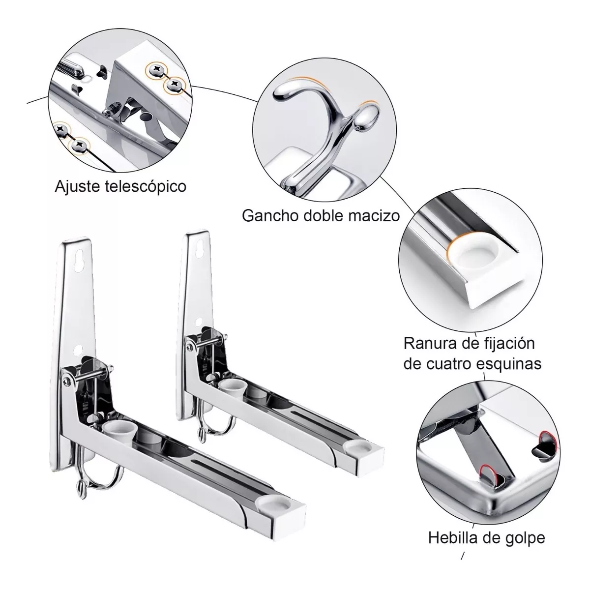 Foto 4 pulgar | Soportes Plegables de Acero Inoxidable para Microondas 2 Piezas