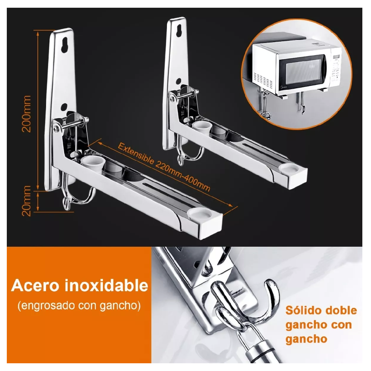 Foto 5 | Soportes Plegables de Acero Inoxidable para Microondas 2 Piezas