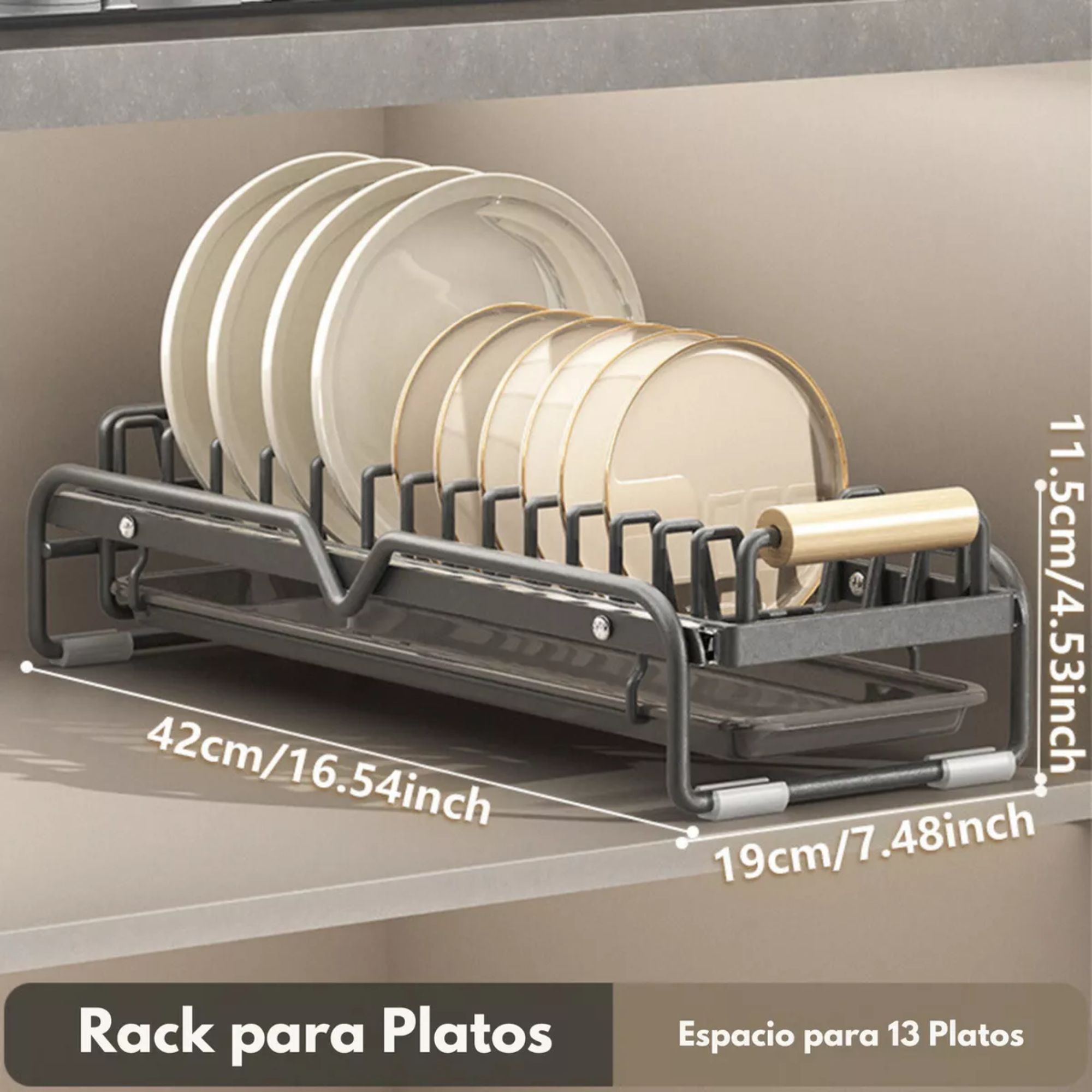 Foto 3 pulgar | Estante Organizador Rack Deslizable Escurridor Para Cocina Para Platos Color Gris