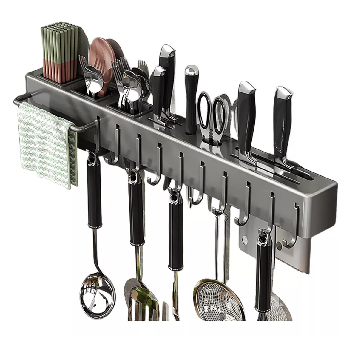 Foto 2 pulgar | Portacuchillos de Pared 60 cm con 10 Ganchos Eo Safe Imports ESI-17614  Gris