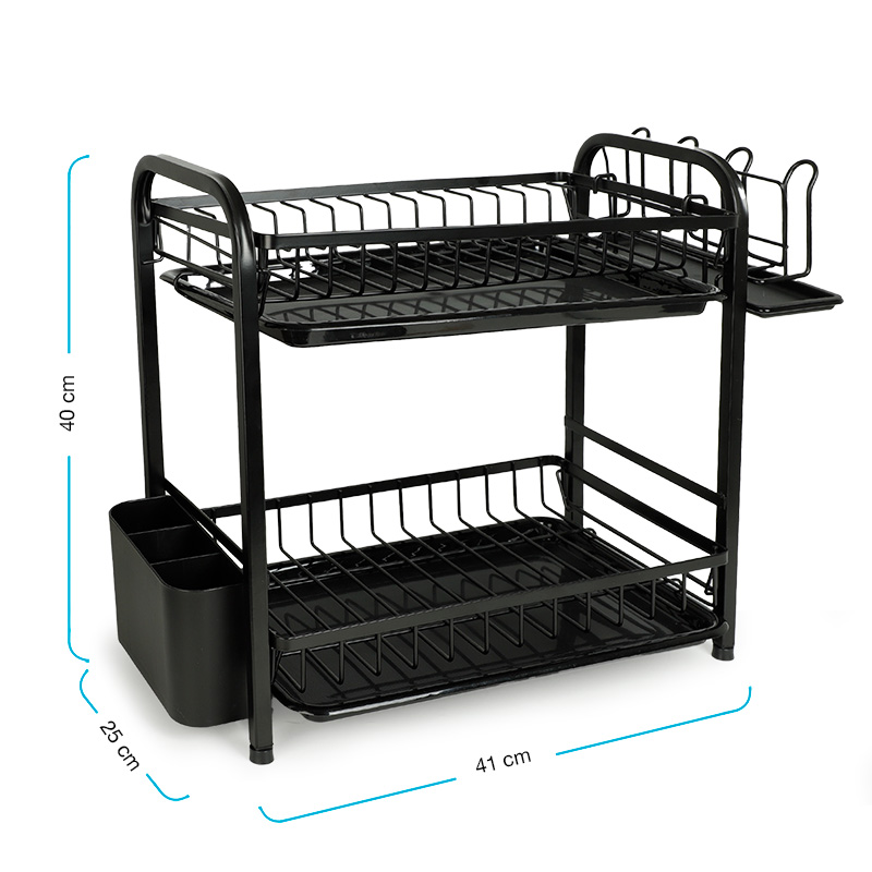 Foto 8 | Escurridor De Platos Premium De Acero Inoxidable, Casa Litus , Color Negro De 2 Niveles