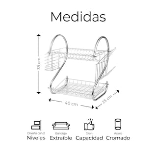 Foto 2 | Escurridor de Cubiertos de Cocina Trastes Cromado Eo Safe Imports Esi-18119 Plateado
