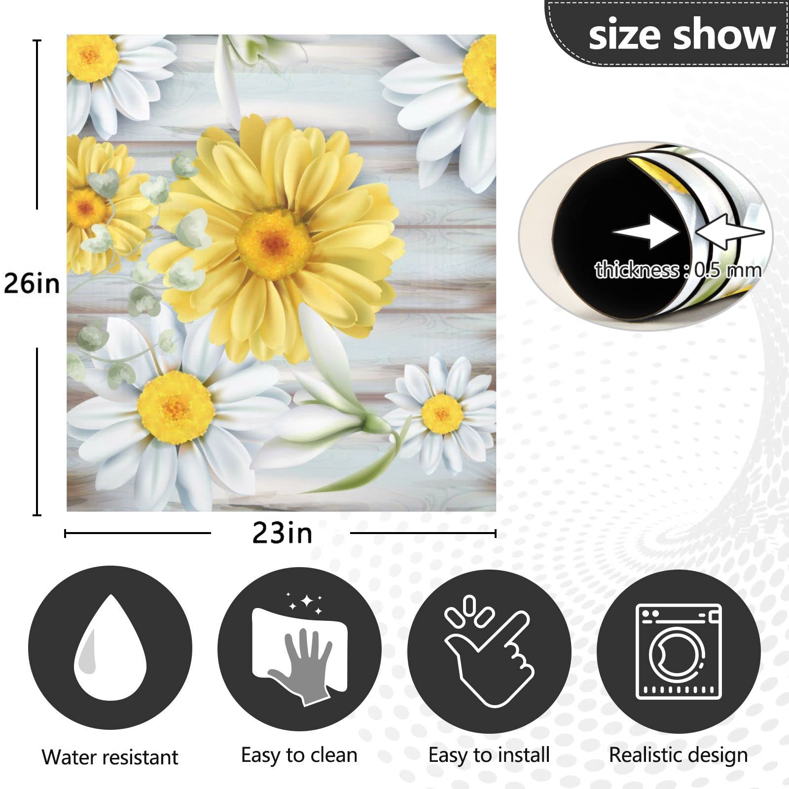 Foto 5 pulgar | Funda Magnética Para Lavavajillas Naanle Wooden Daisy Sunflower - Venta Internacional.