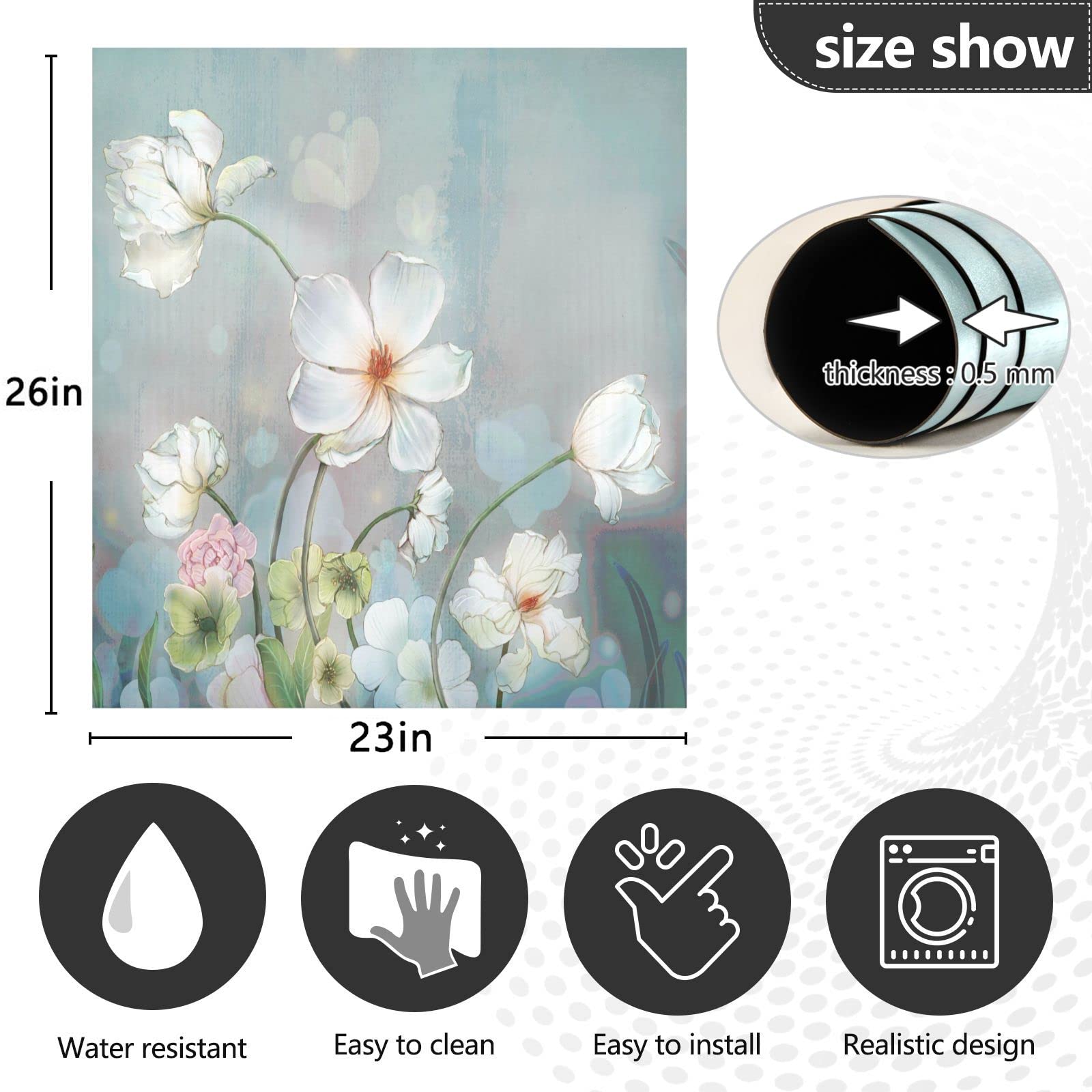 Foto 5 pulgar | Funda Magnética Para Lavavajillas Naanle Blooming White Flowers 23x26 - Venta Internacional.