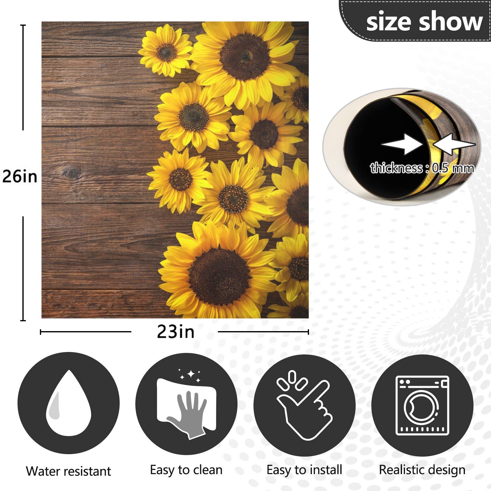 Foto 5 pulgar | Funda Magnética Para Lavavajillas Naanle, Diseño Vintage De Madera, Diseño De Girasol - Venta Internacional.