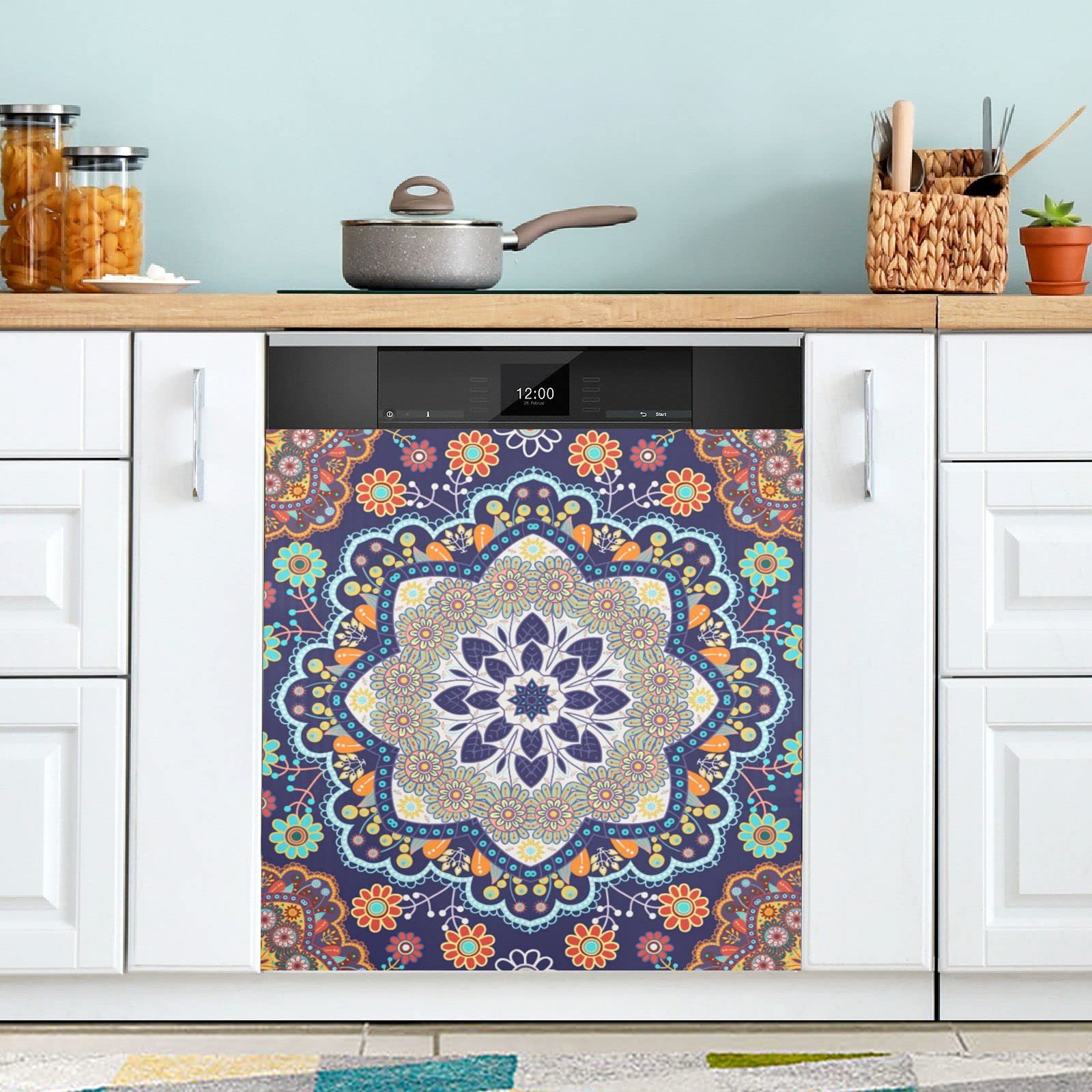 Foto 2 | Funda Magnética Para Lavavajillas Naanle Ethnic Floral Mandala 23x26 - Venta Internacional.