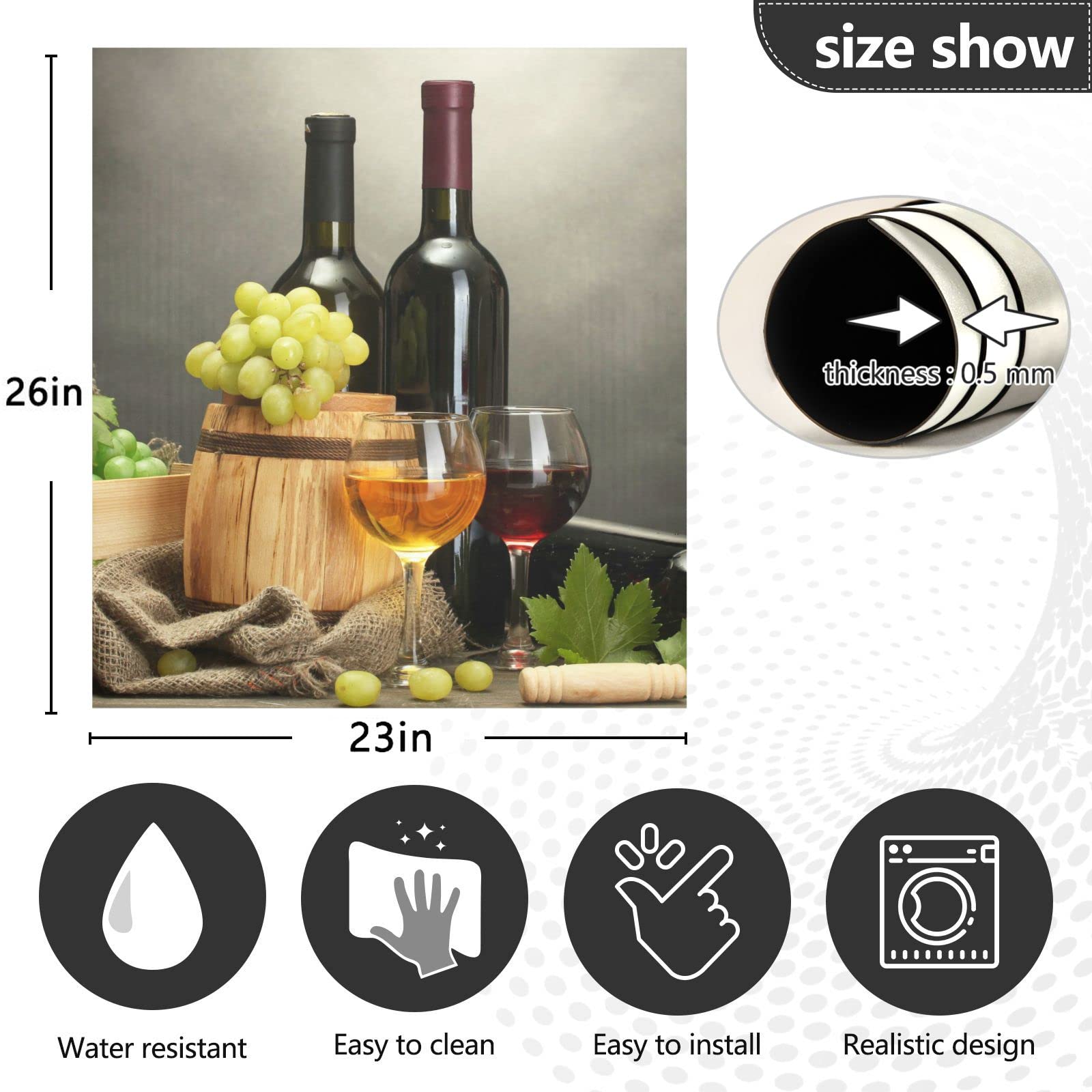 Foto 5 pulgar | Funda Magnética Para Lavavajillas, Diseño De Vino Y Uvas Maduras - Venta Internacional.