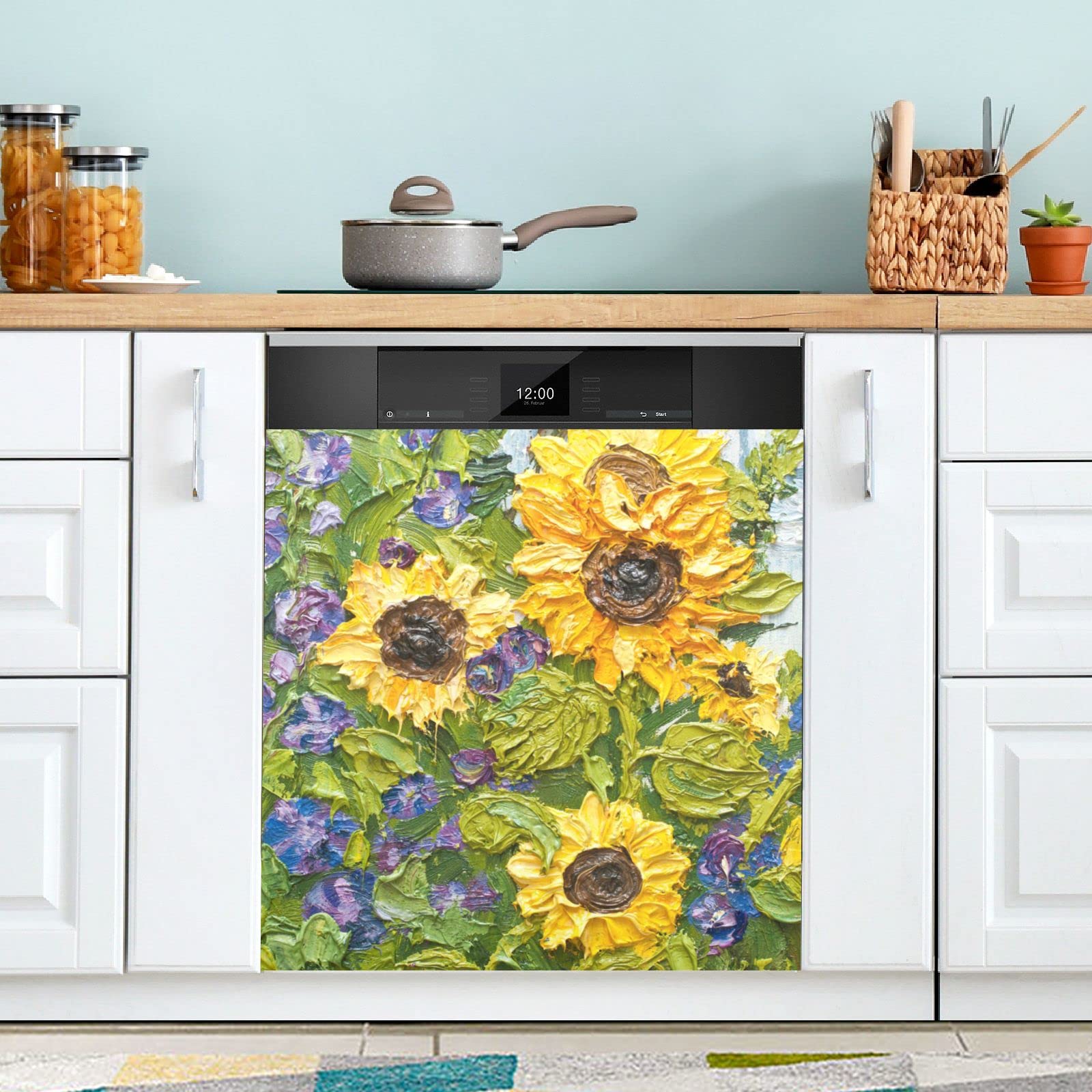 Foto 2 | Funda Magnética Para Lavavajillas Naanle Van Gogh Con Diseño De Girasol, 60 X 65 Cm - Venta Internacional.