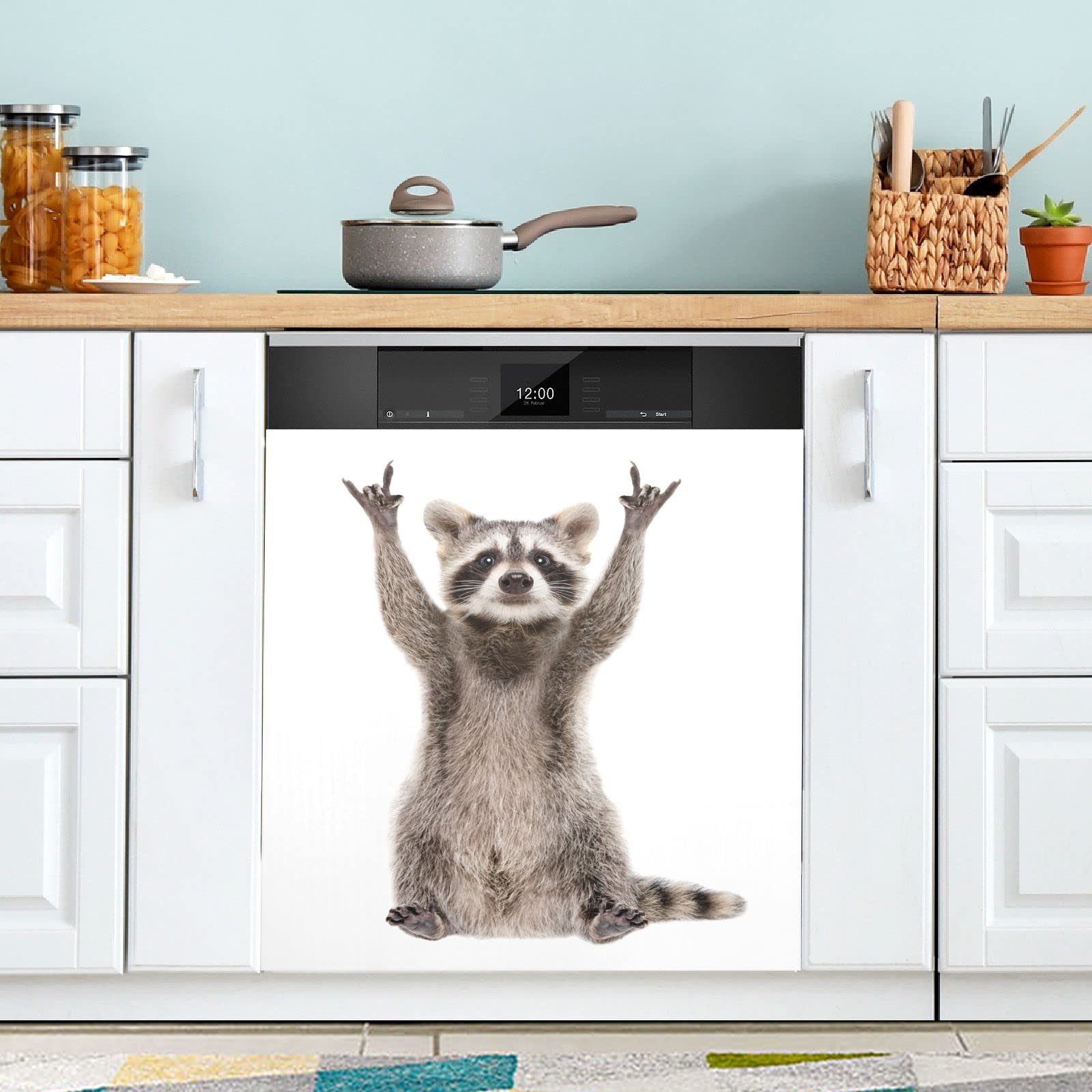 Foto 3 pulgar | Funda Magnética Para Lavavajillas Naanle Funny Raccoon, 58 X 66 Cm - Venta Internacional.