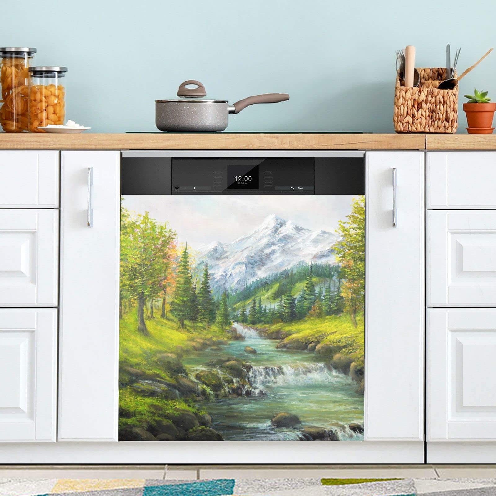 Foto 2 | Cubierta Magnética Para Lavavajillas Naanle, Pintura Al Óleo Con Forma De Bosque, 23 X 26 - Venta Internacional.