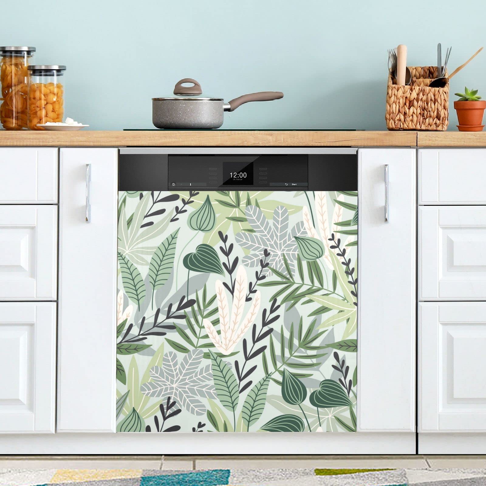 Foto 3 pulgar | Funda Magnética Para Lavavajillas Naanle Hawaii Leaves, 58 X 66 Cm - Venta Internacional.