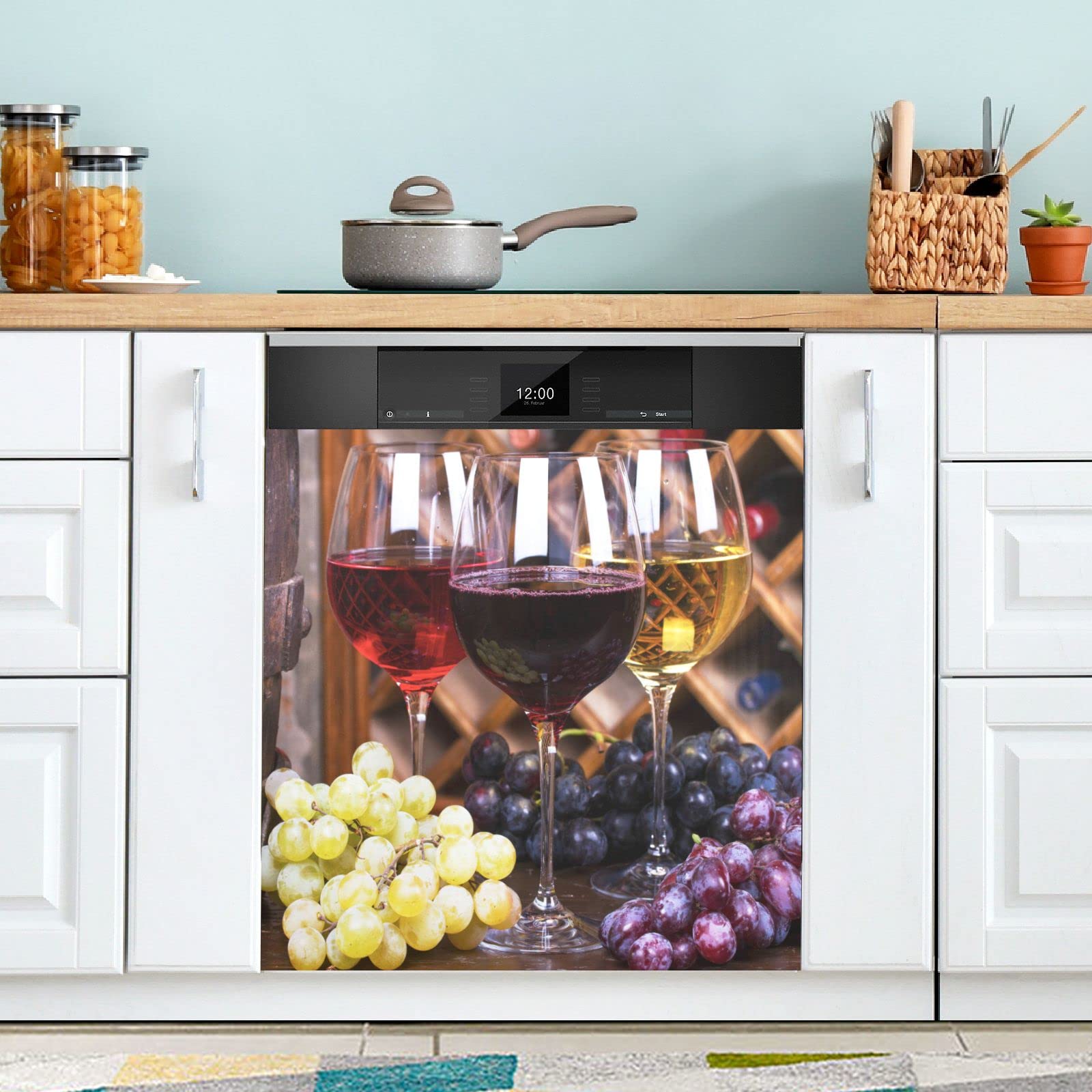 Foto 3 pulgar | Funda Magnética Para Lavavajillas Naanle, Diseño De Vino Con Uvas - Venta Internacional.