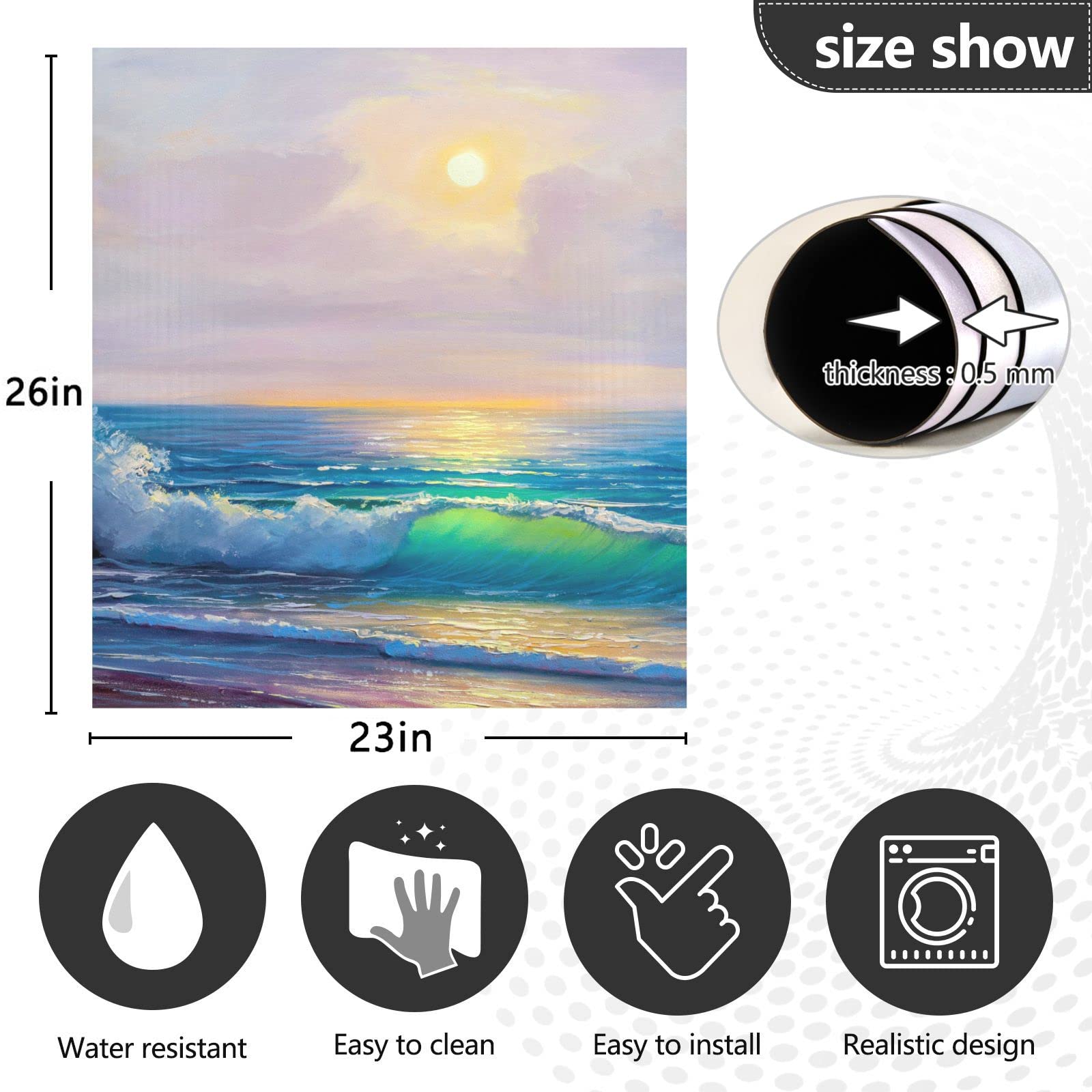 Foto 5 pulgar | Cubierta Magnética Para Lavavajillas Naanle, Pintura Al Óleo Ocean Sunrise - Venta Internacional.