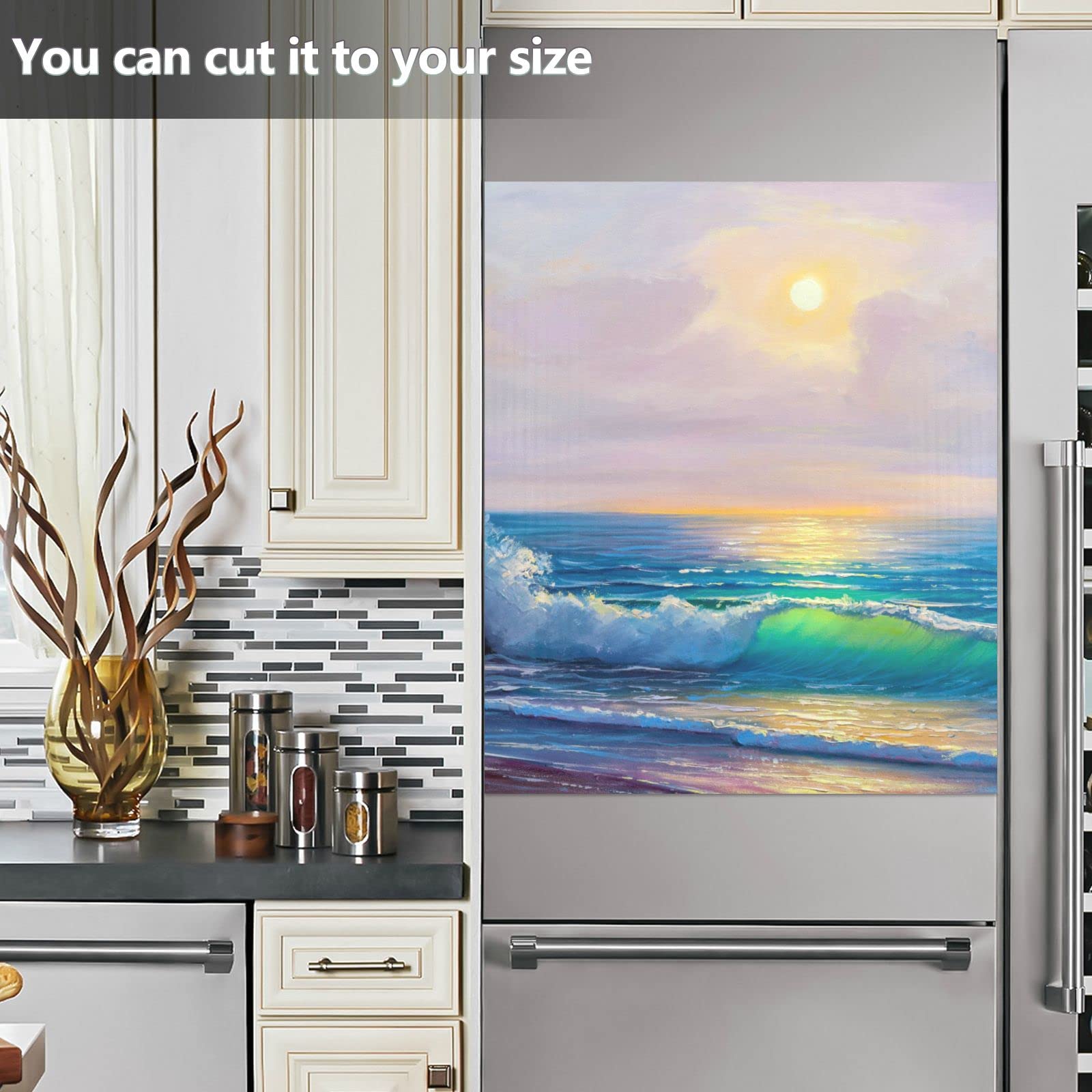 Foto 6 | Cubierta Magnética Para Lavavajillas Naanle, Pintura Al Óleo Ocean Sunrise - Venta Internacional.