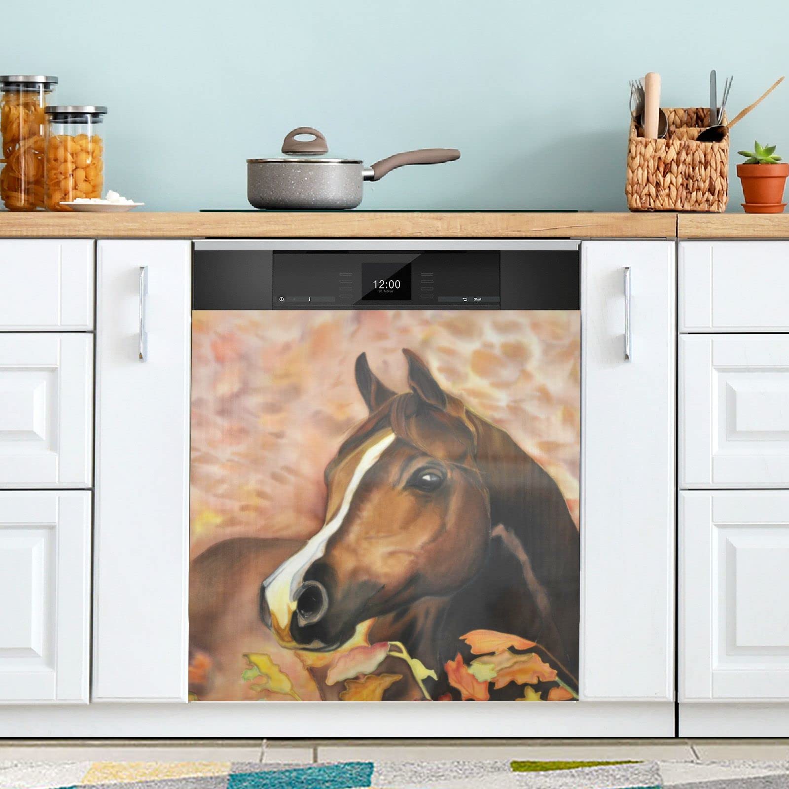 Foto 3 pulgar | Funda Magnética Para Lavavajillas Naanle Painting Horse, 23 X 26 Pulgadas - Venta Internacional.