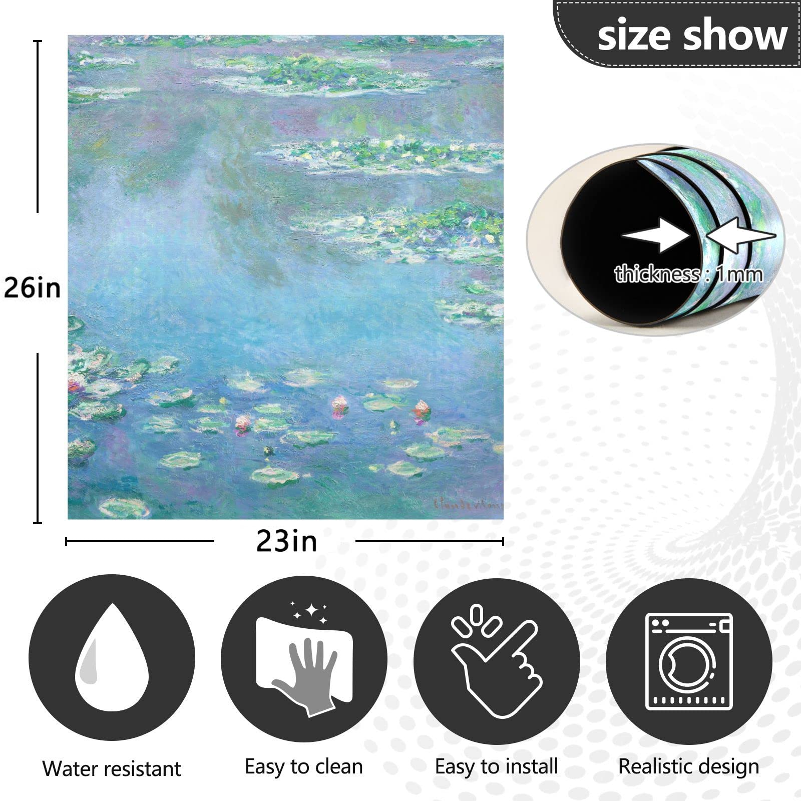 Foto 4 | Cubierta Magnética Para Lavavajillas Naanle, Pintura Al Óleo, Nenúfares - Venta Internacional.