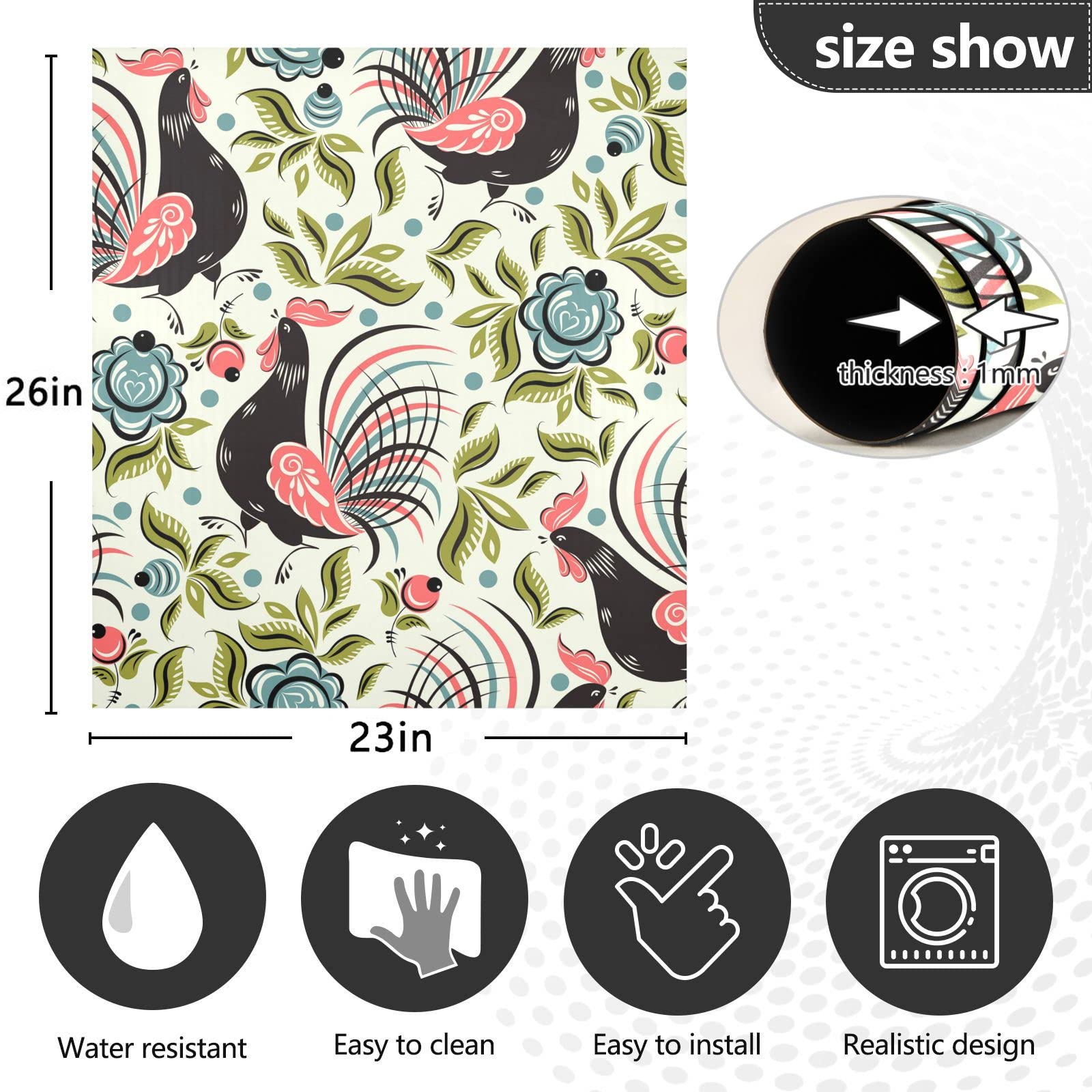 Foto 5 pulgar | Funda Magnética Para Lavavajillas Naanle Ethnic Flower Rooster 23x26 - Venta Internacional.