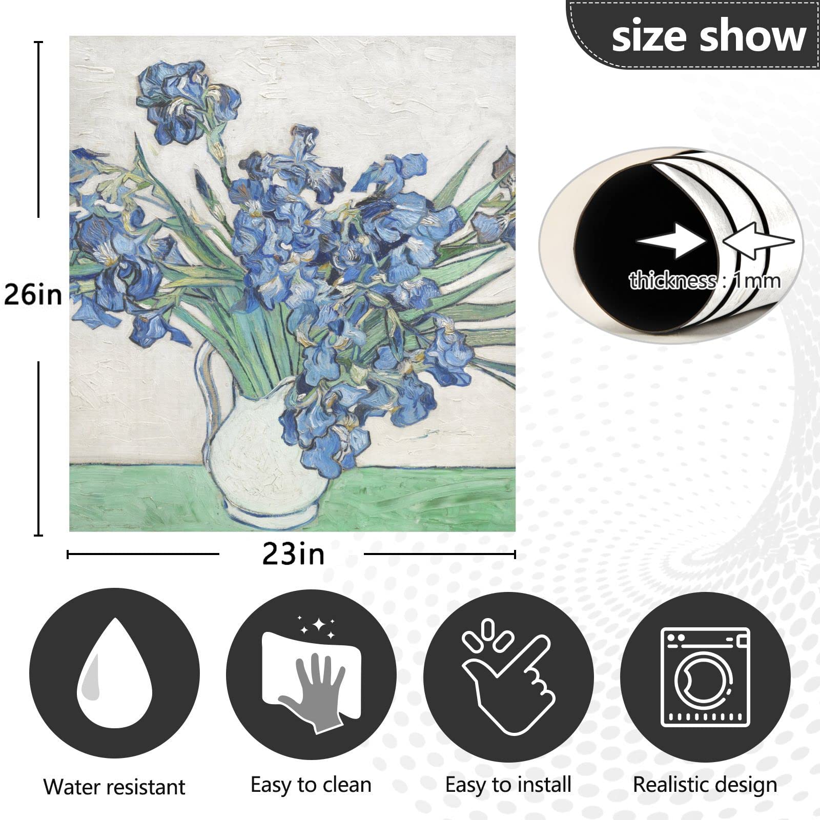 Foto 5 pulgar | Funda Magnética Para Lavavajillas Naanle Con Diseño Floral De Lirios Van Gogh, 23 X 26 - Venta Internacional.