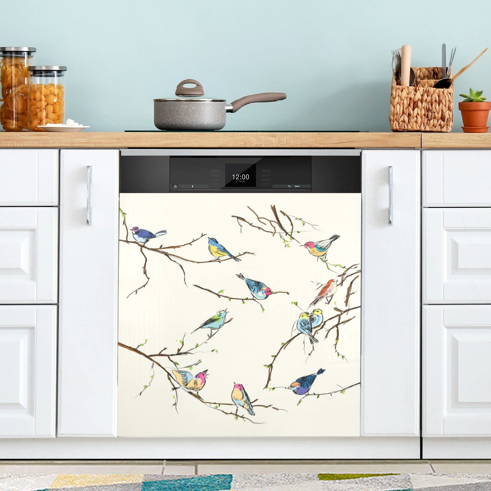 Foto 3 pulgar | Funda Magnética Para Lavavajillas Naanle Vintage Bird 58x66 Cm - Venta Internacional.