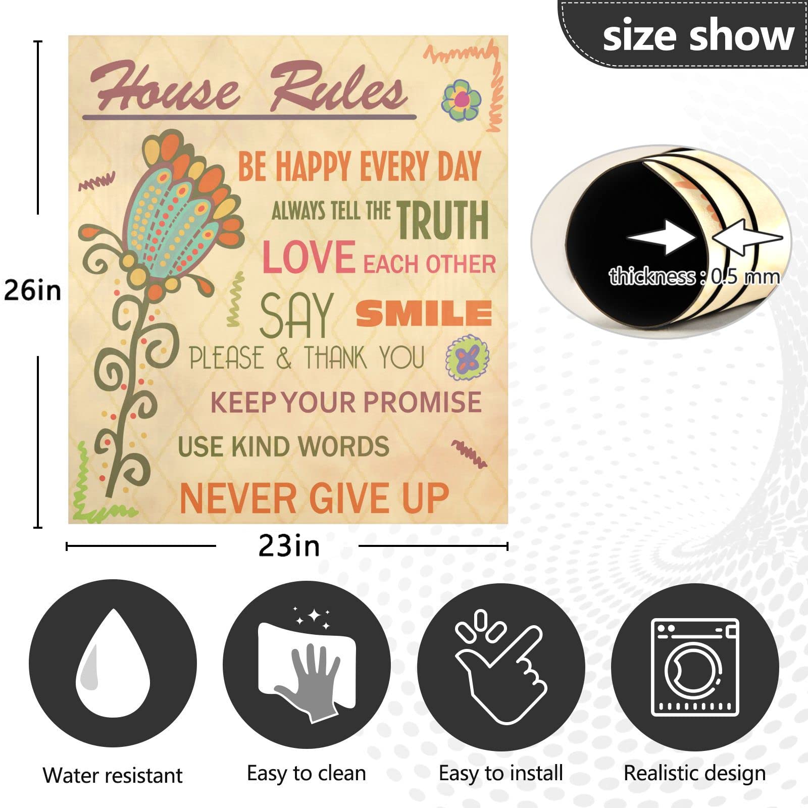 Foto 5 pulgar | Funda Magnética Para Lavavajillas Naanle House Rules Flowers, 23 X 26 - Venta Internacional.