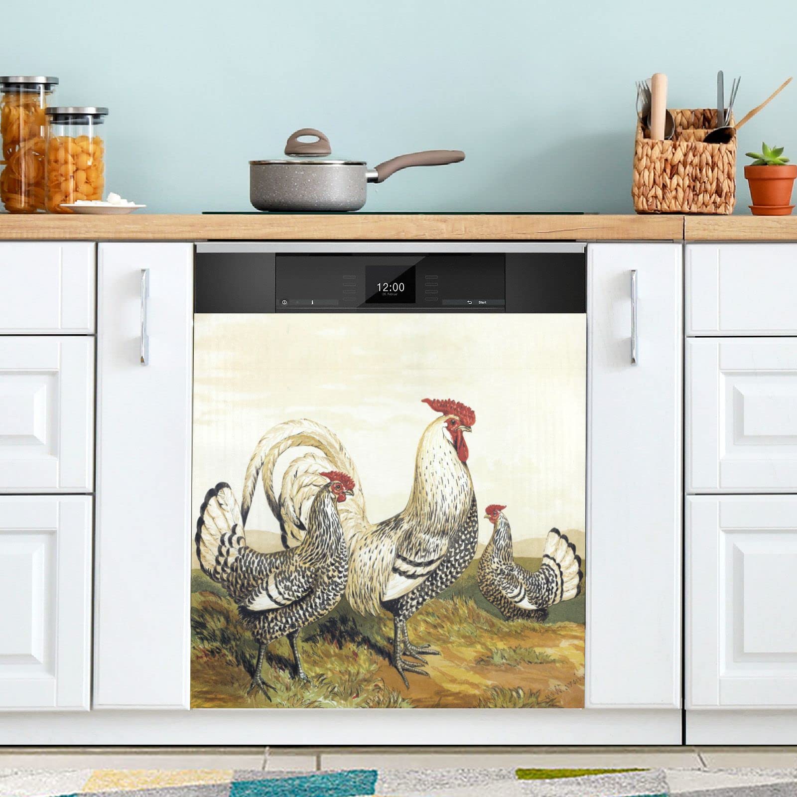Foto 3 pulgar | Funda Magnética Para Lavavajillas Naanle Vintage Rooster, 58 X 66 Cm - Venta Internacional.