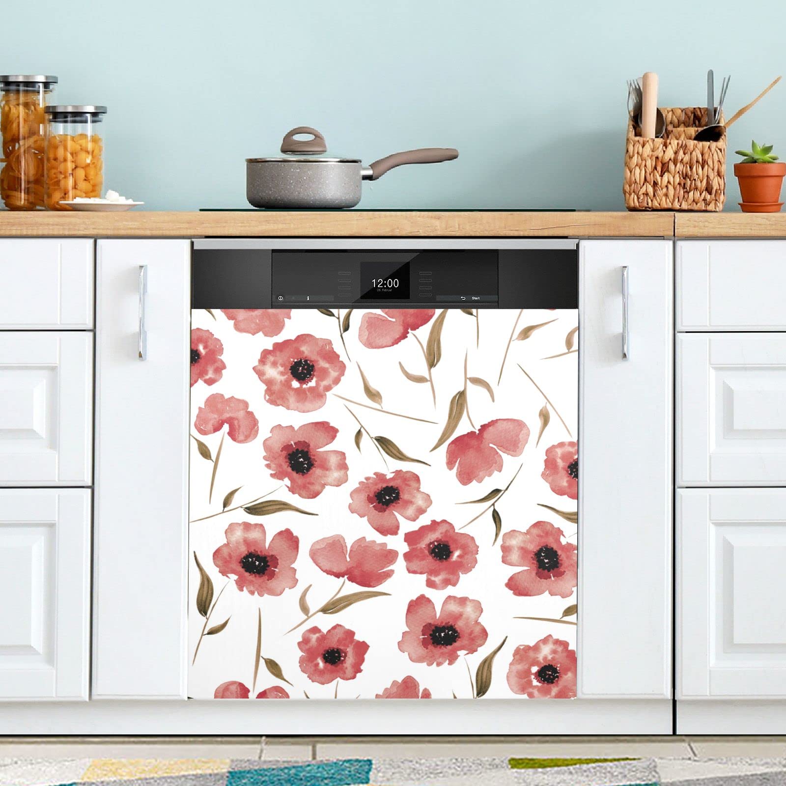 Foto 3 pulgar | Funda Magnética Para Lavavajillas Naanle Poppies Floral, 58 X 66 Cm - Venta Internacional.