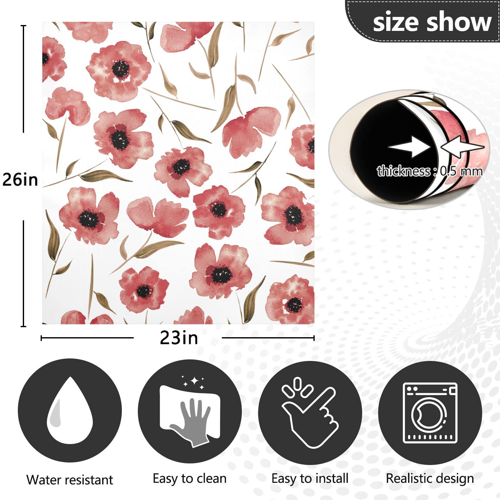 Foto 5 pulgar | Funda Magnética Para Lavavajillas Naanle Poppies Floral, 58 X 66 Cm - Venta Internacional.