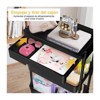 Foto 4 | Carrito Organizador 4 Niveles Multiusos Estantes Con Cajón Belug