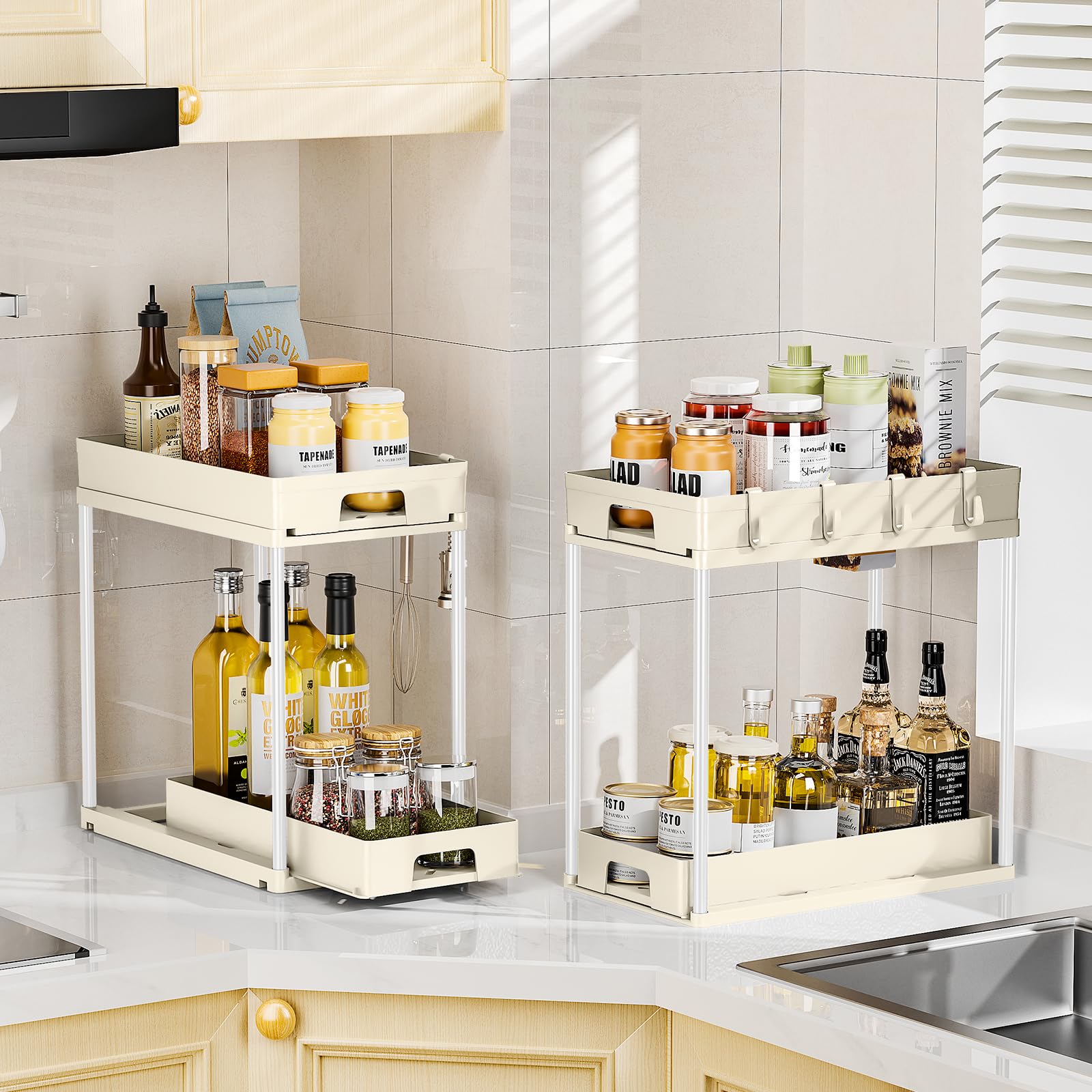 Foto 4 pulgar | Organizadores Para Debajo Del Lavabo Delamu, Paquete De 2 Unidades, Extraíbles, 2 Niveles, Color Beige - Venta Int