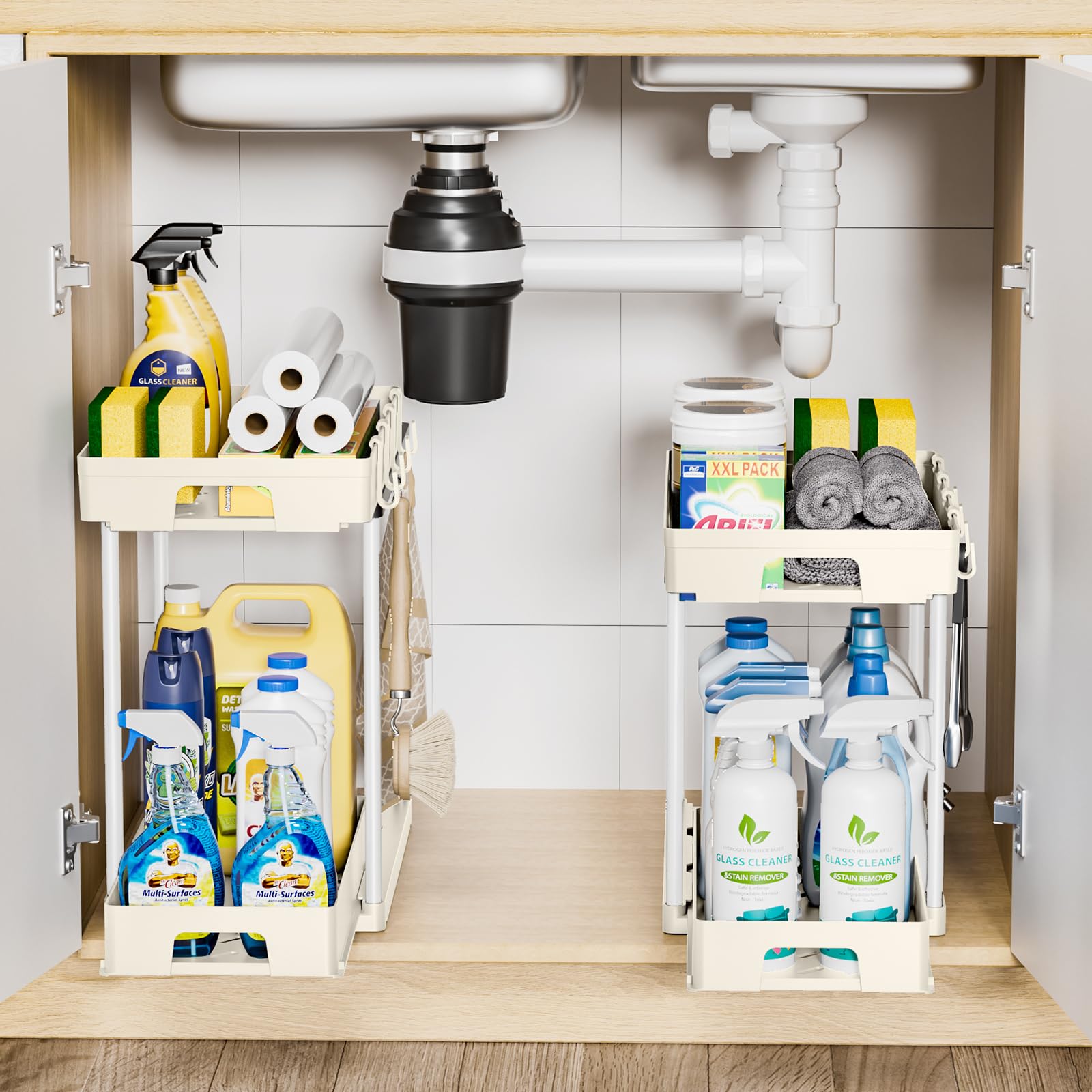Foto 8 pulgar | Organizadores Para Debajo Del Lavabo Delamu, Paquete De 2 Unidades, Extraíbles, 2 Niveles, Color Beige - Venta Int