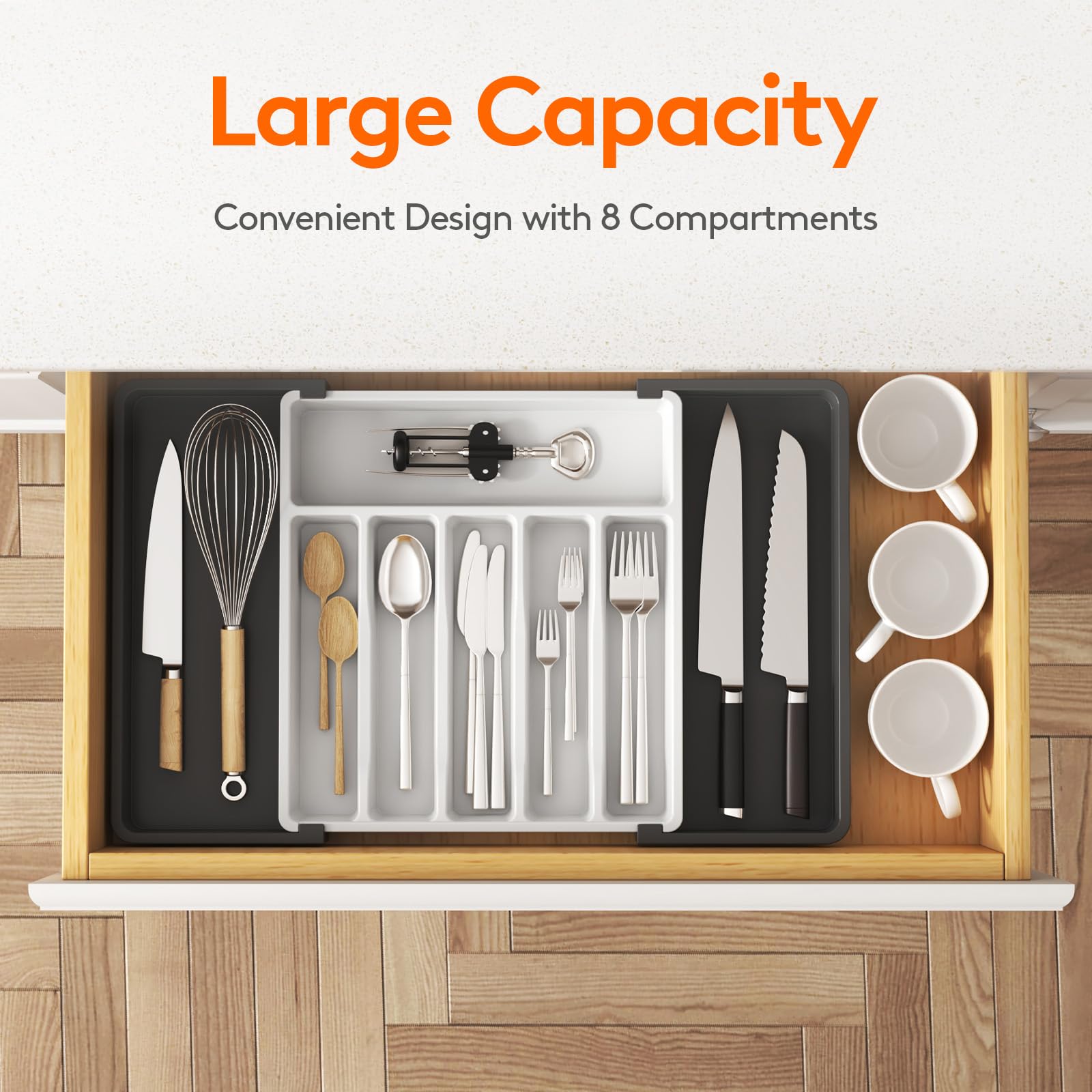 Foto 2 | Organizador De Cajones Para Cubiertos Lifewit, Ampliable Para Cocina, Blanco - Venta Internacional.