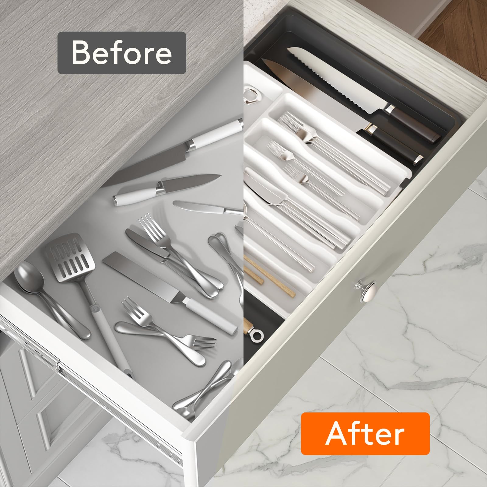 Foto 7 pulgar | Organizador De Cajones Para Cubiertos Lifewit, Ampliable Para Cocina, Blanco - Venta Internacional.