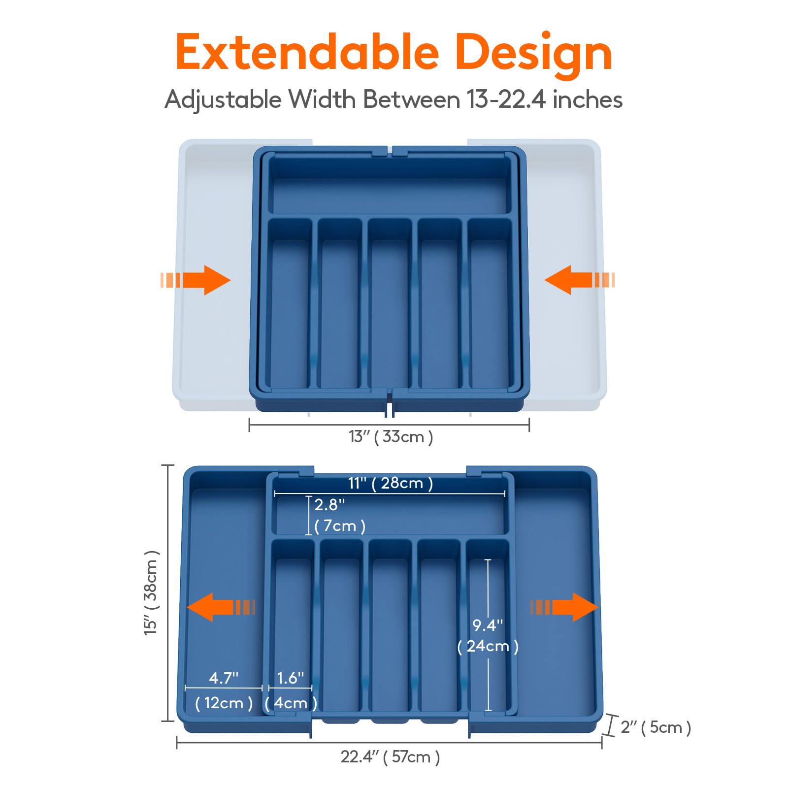 Foto 4 pulgar | Organizador De Cajones Para Cubiertos Lifewit, Expandible, Azul Oscuro - Venta Internacional.