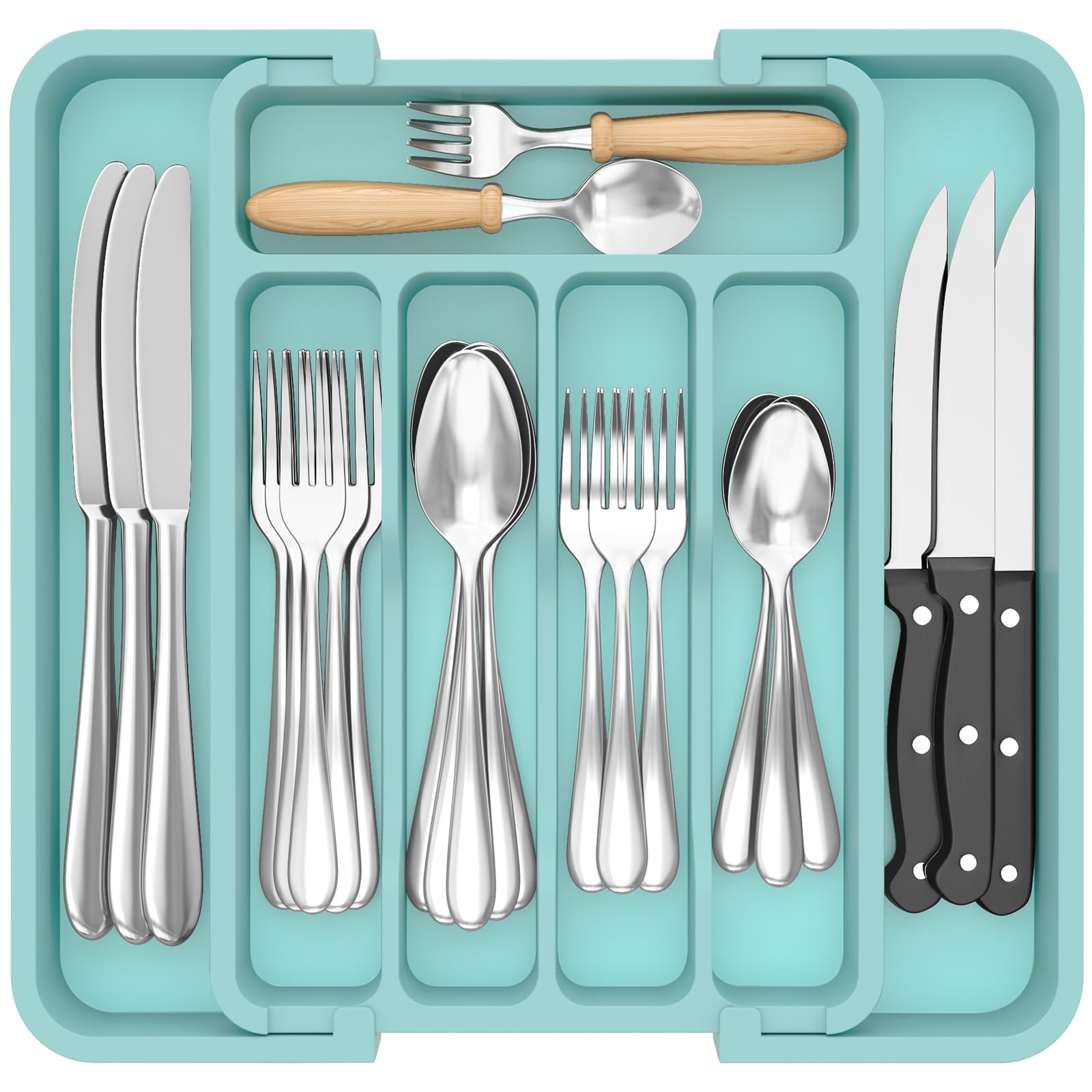 Foto 2 pulgar | Organizador De Cajones Lifewit Silverware Expandible, Color Turquesa - Venta Internacional.