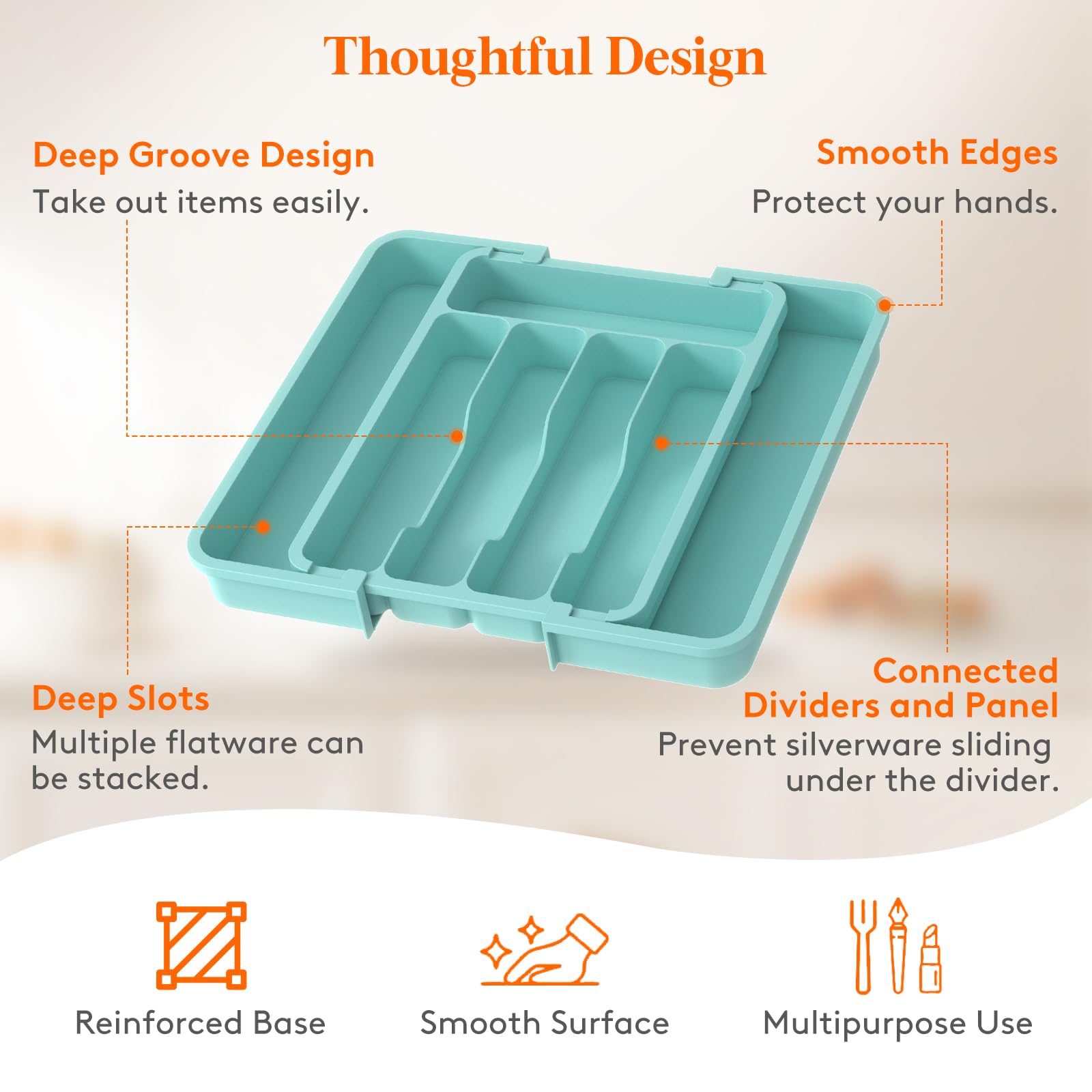 Foto 8 pulgar | Organizador De Cajones Lifewit Silverware Expandible, Color Turquesa - Venta Internacional.