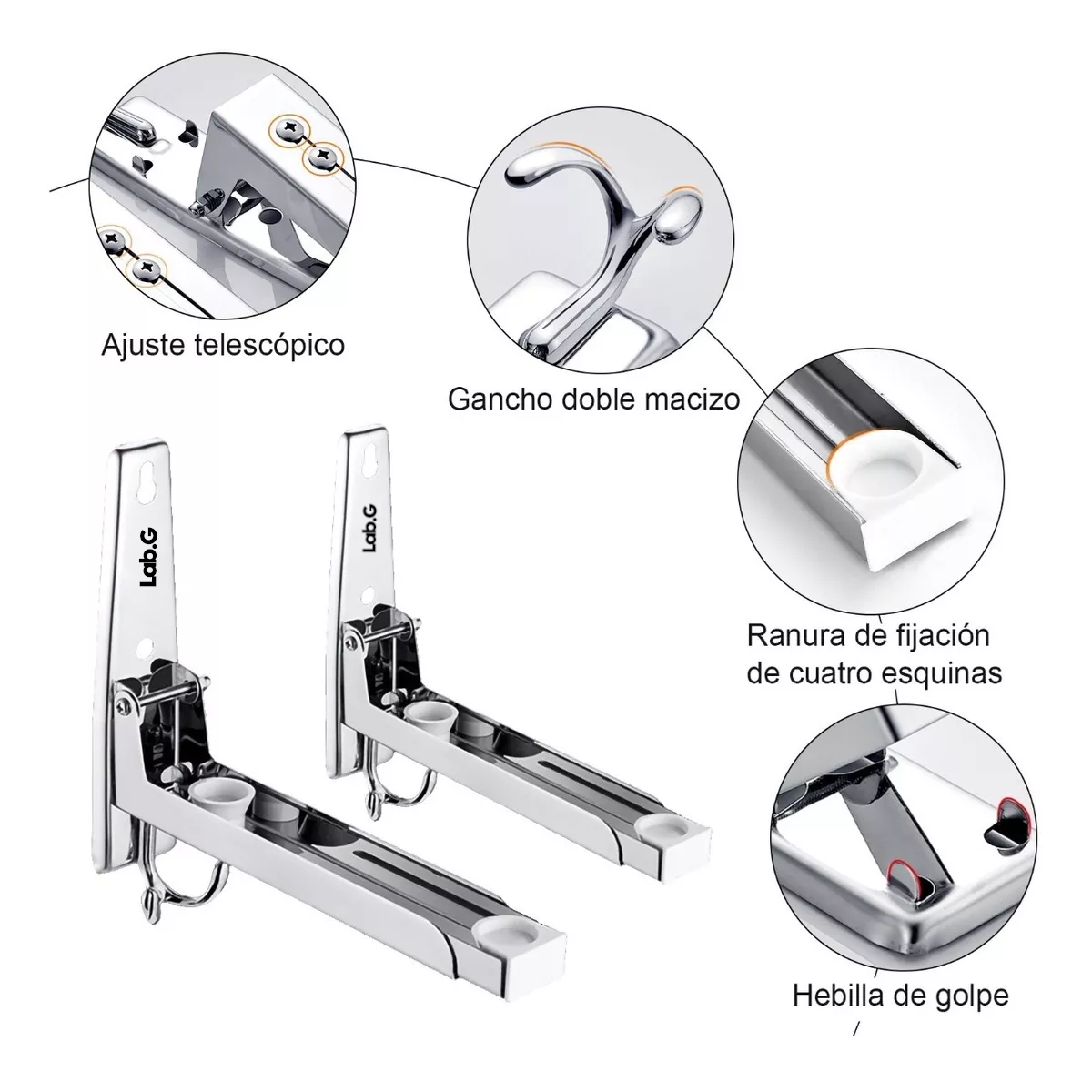 Foto 2 | Soportes Plegables De Acero Inoxidable Lab.g Para Microondas 2 Pz Plata