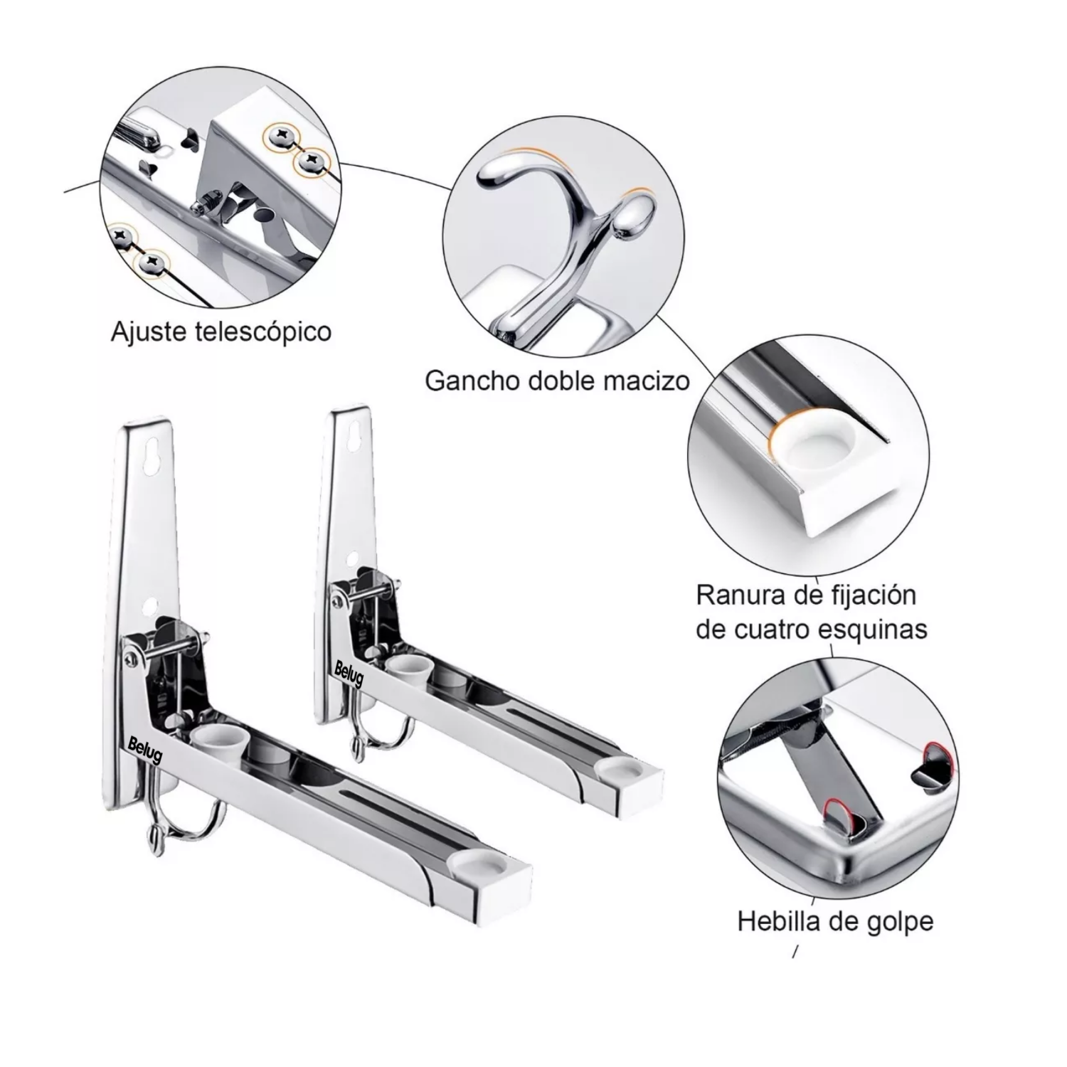 Foto 4 pulgar | Soportes Plegables De Acero Inoxidable Para Microondas 2 Pz Belug, Plata